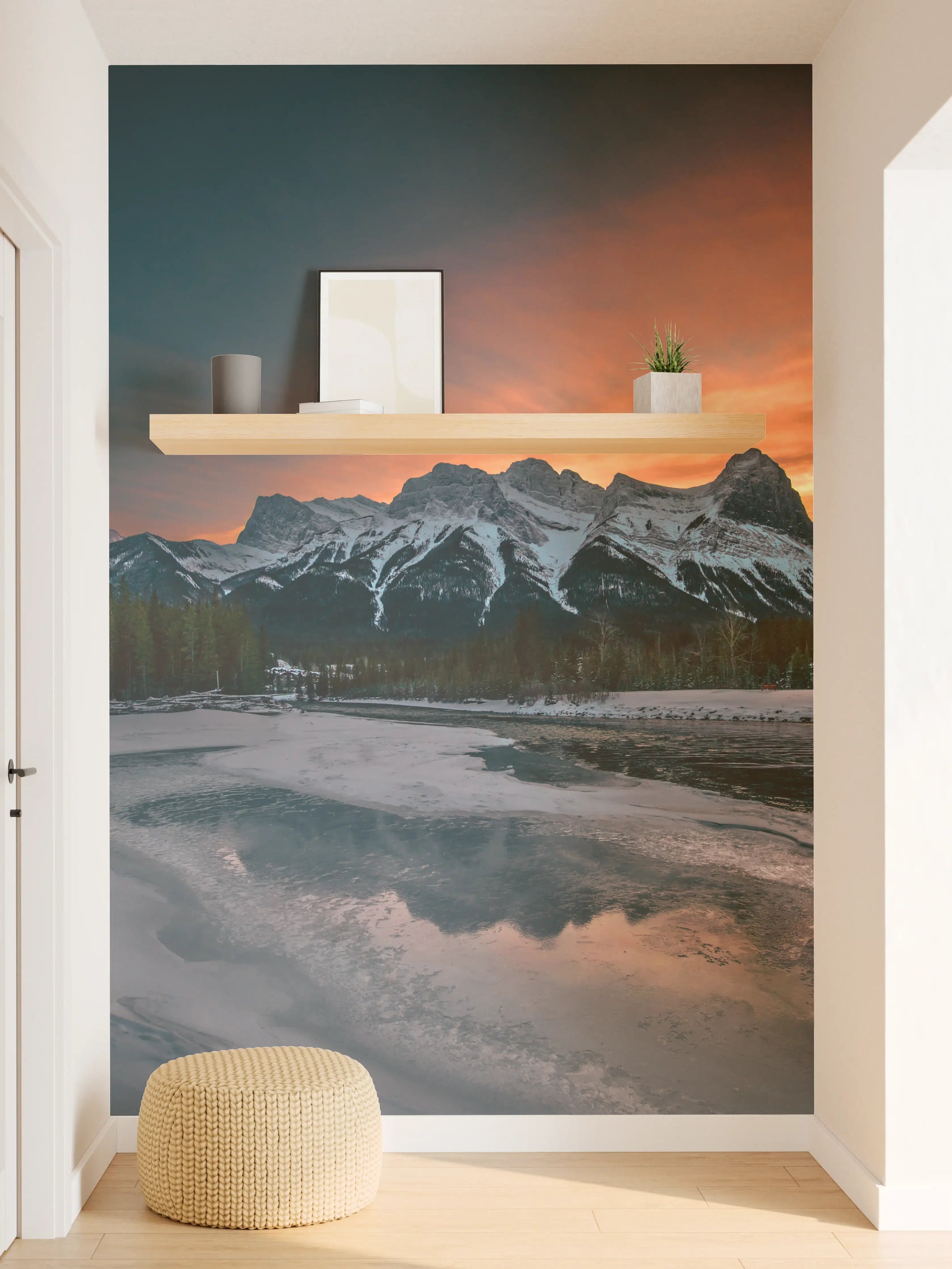 Wandverkleidung Flur - Atemberaubender Bergpanorama bei Sonnenuntergang