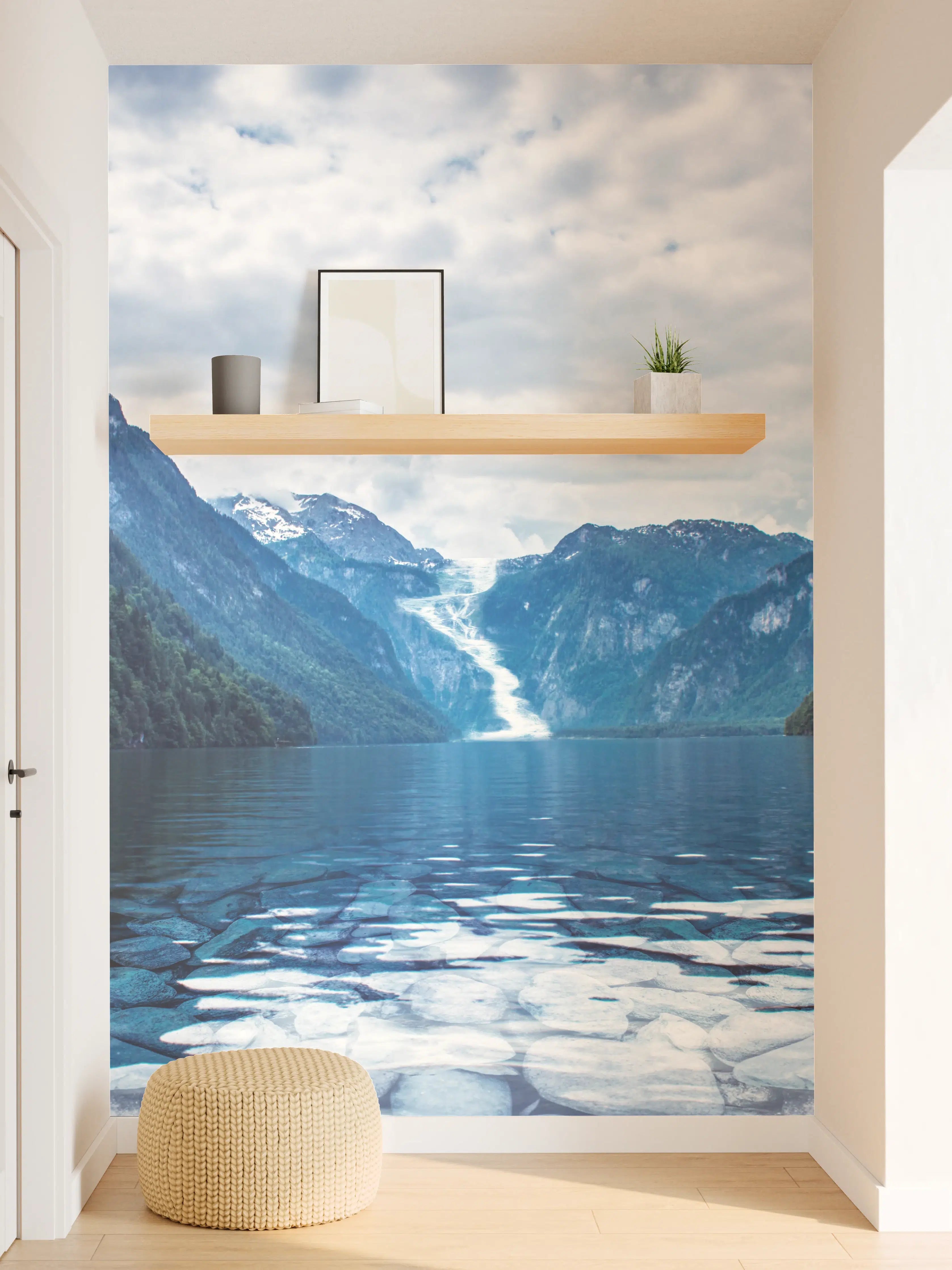 Wandverkleidung Flur - Atemberaubender Fjord mit Wasserfall