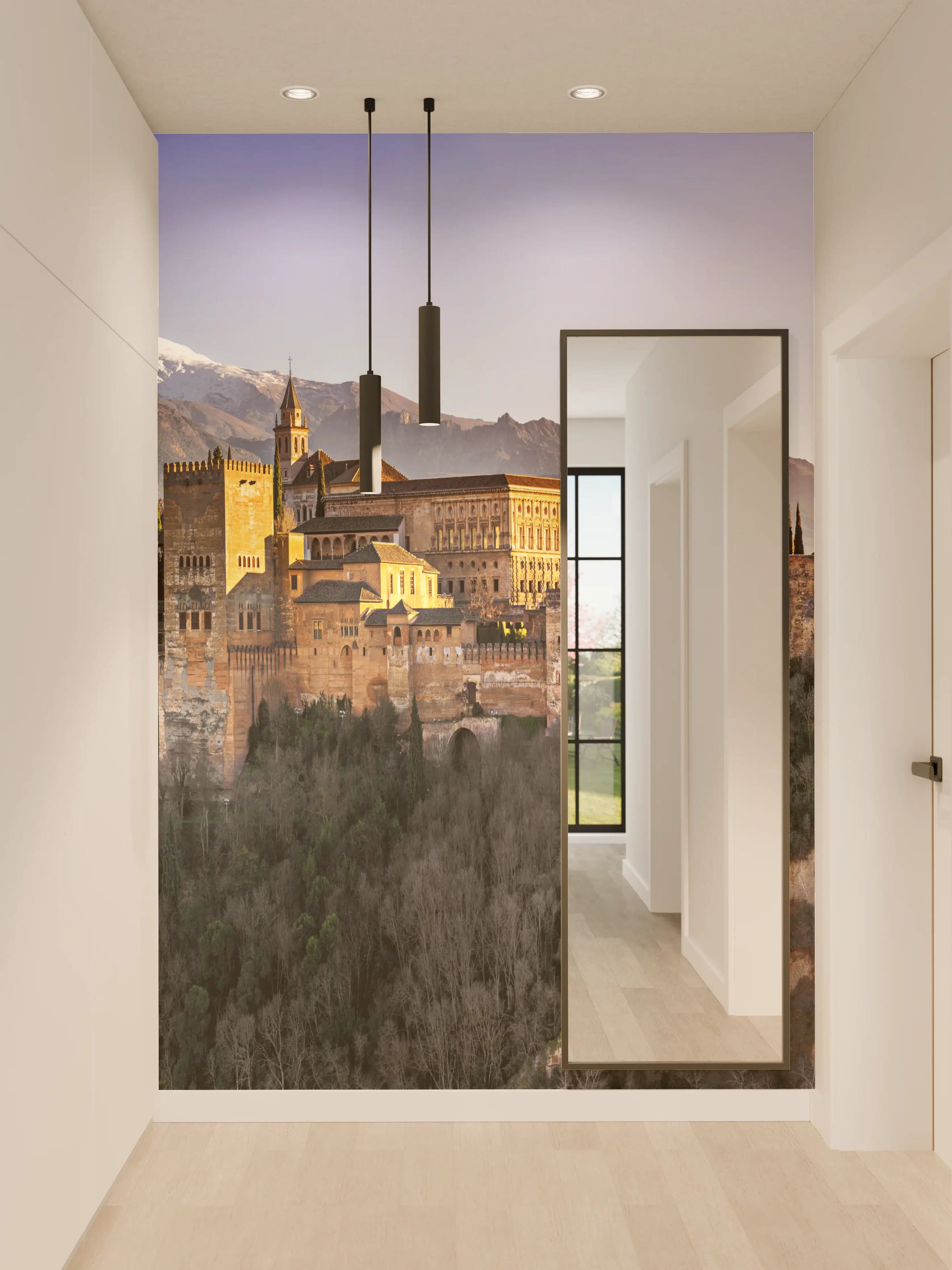 Wandverkleidung Flur - Aussicht auf Alhambra mit Comares-Turm