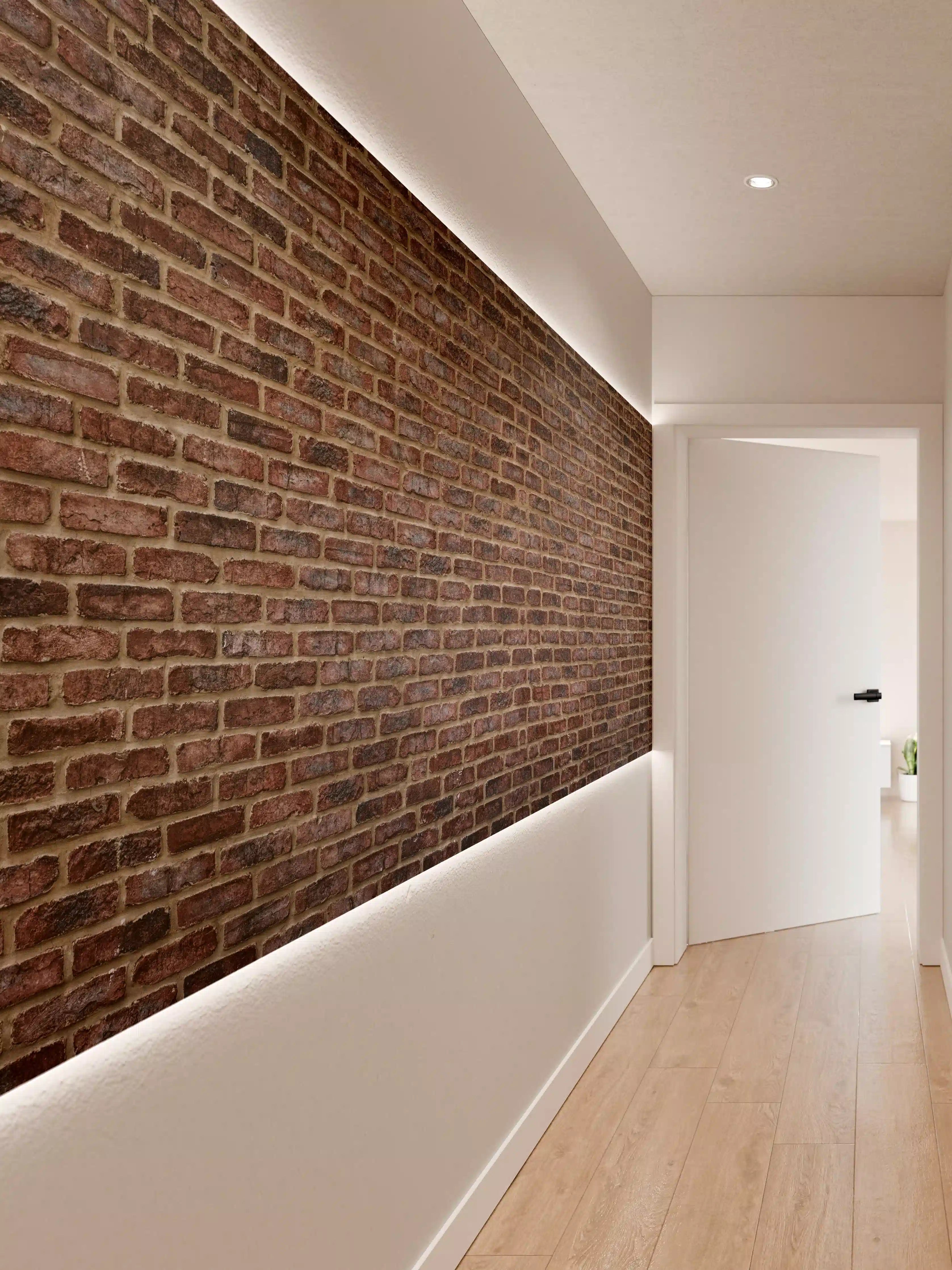 Wandverkleidung Flur - Authentische Backsteinwand, rustikal und zeitlos