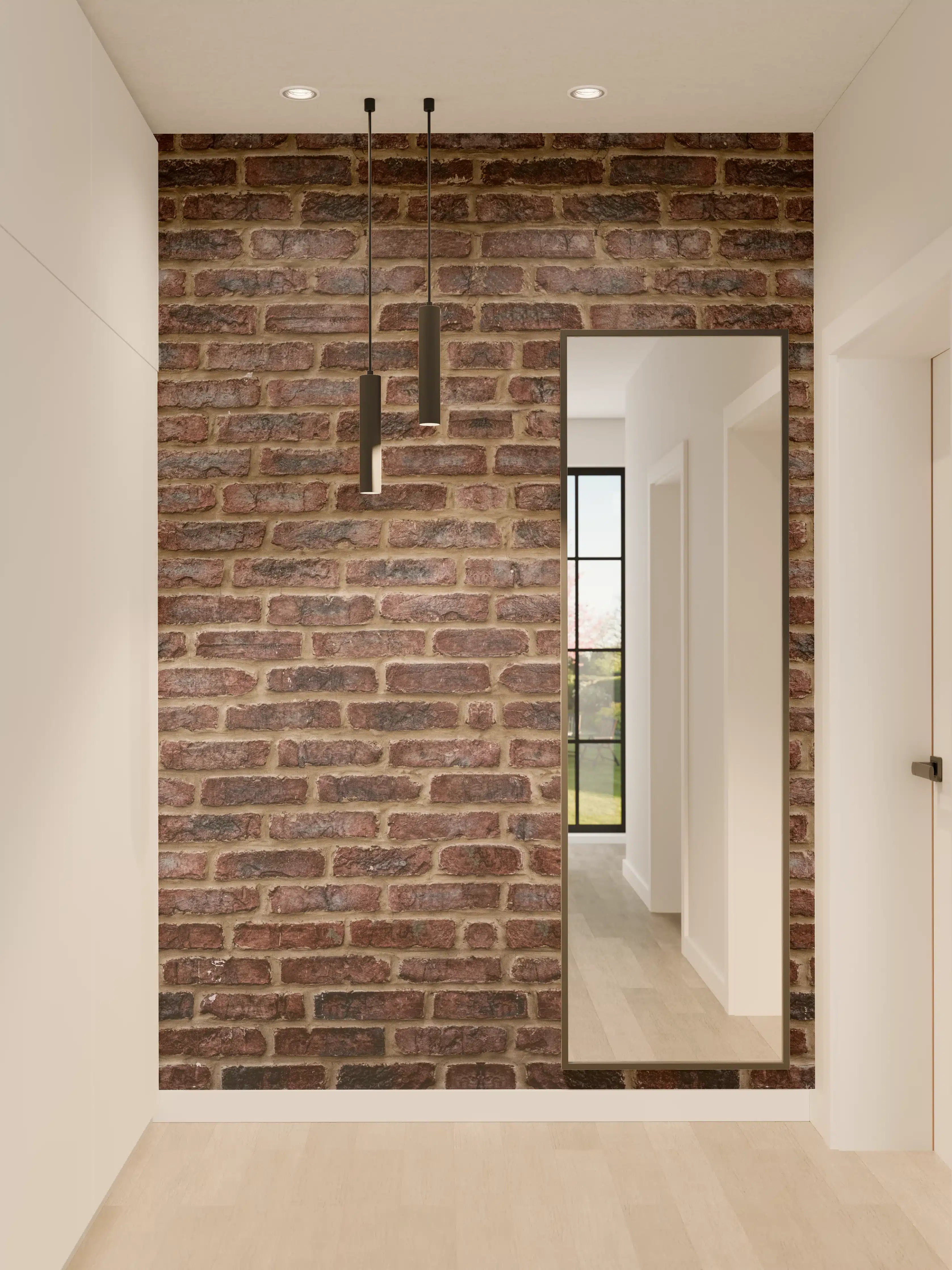 Wandverkleidung Flur - Authentische Backsteinwand, rustikal und zeitlos