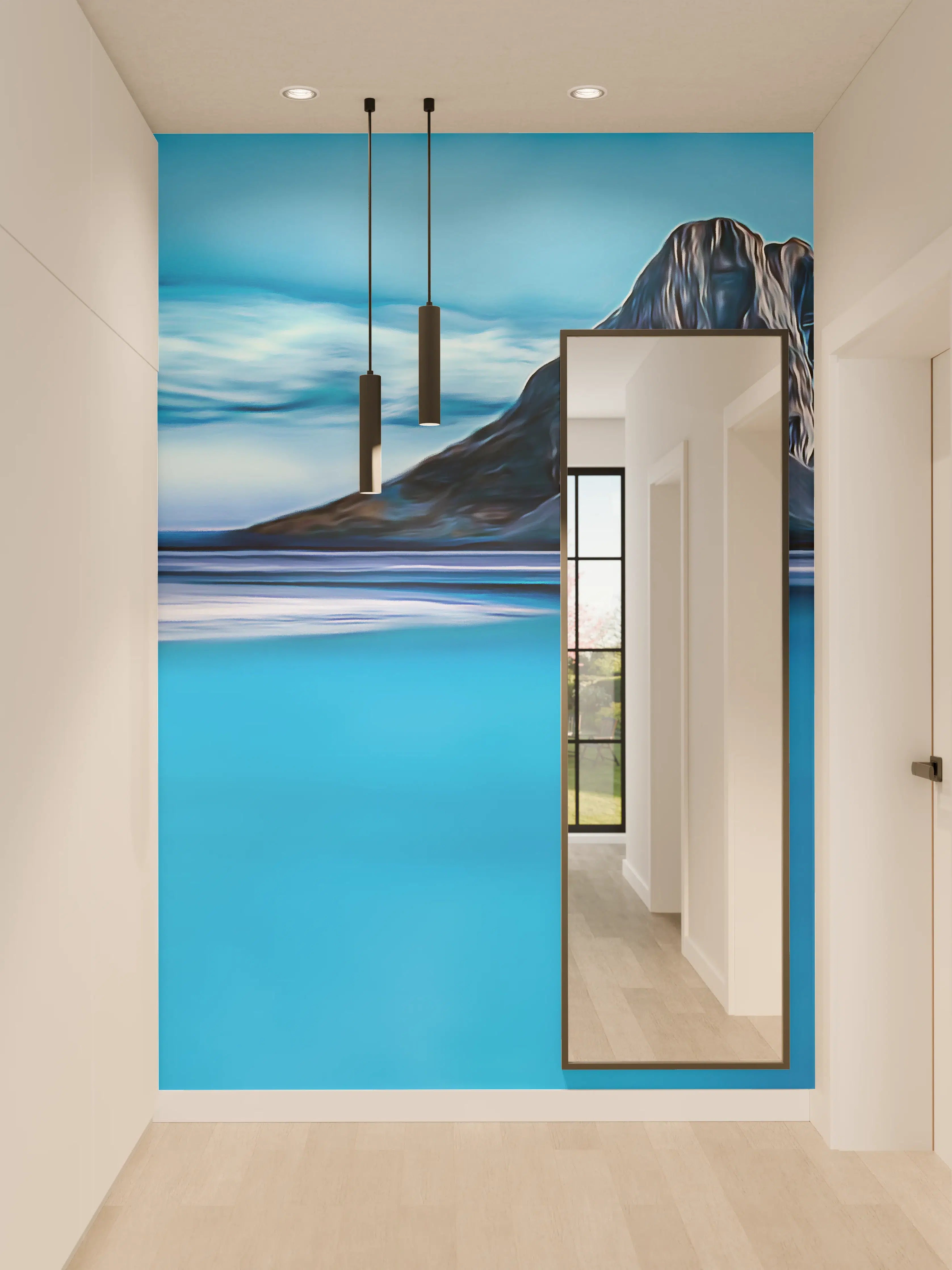 Wandverkleidung Flur - Beeindruckende Bergkulisse vor ruhigem Wasser