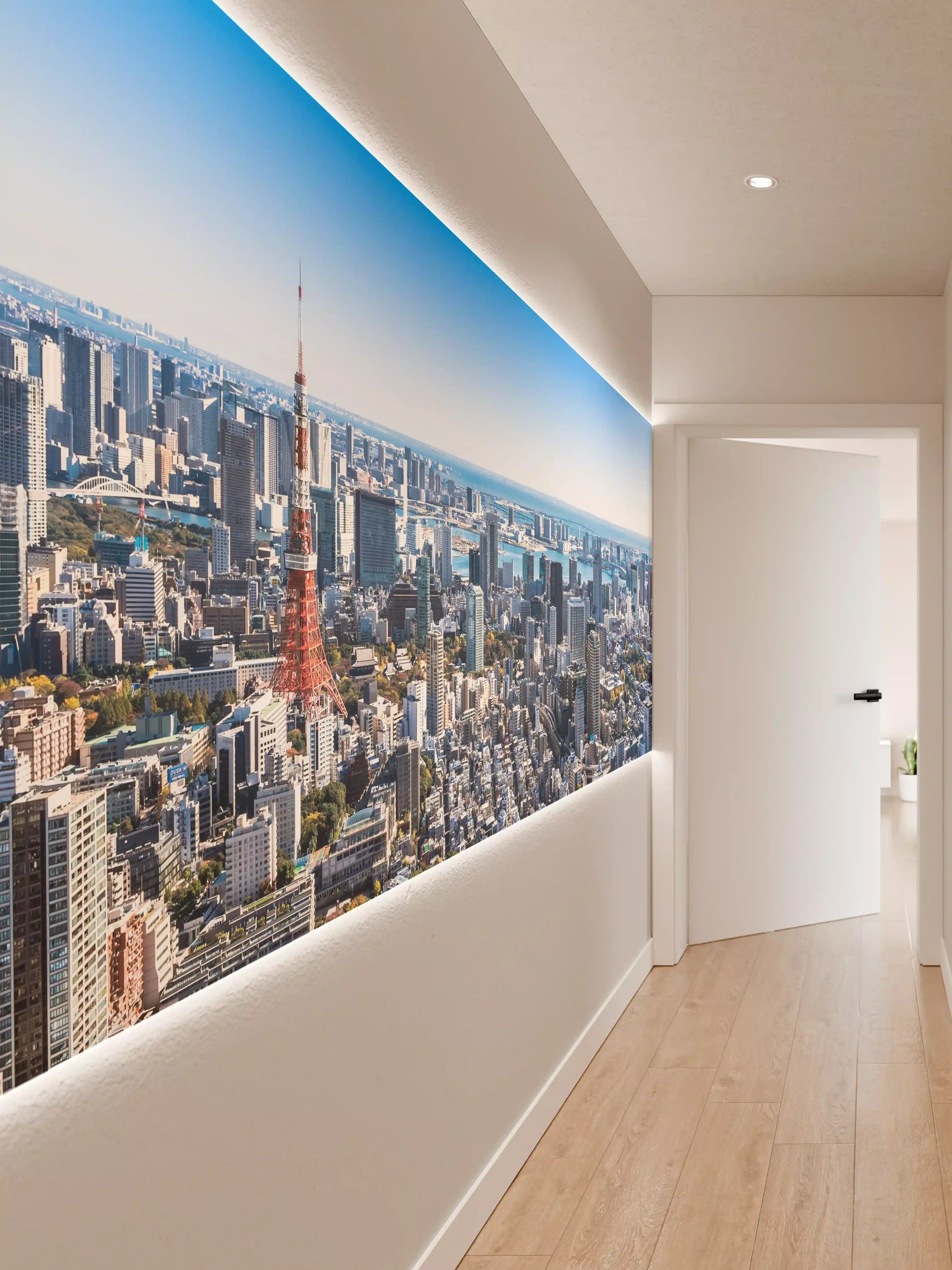 Wandverkleidung Flur - Beeindruckende Skyline von Tokio