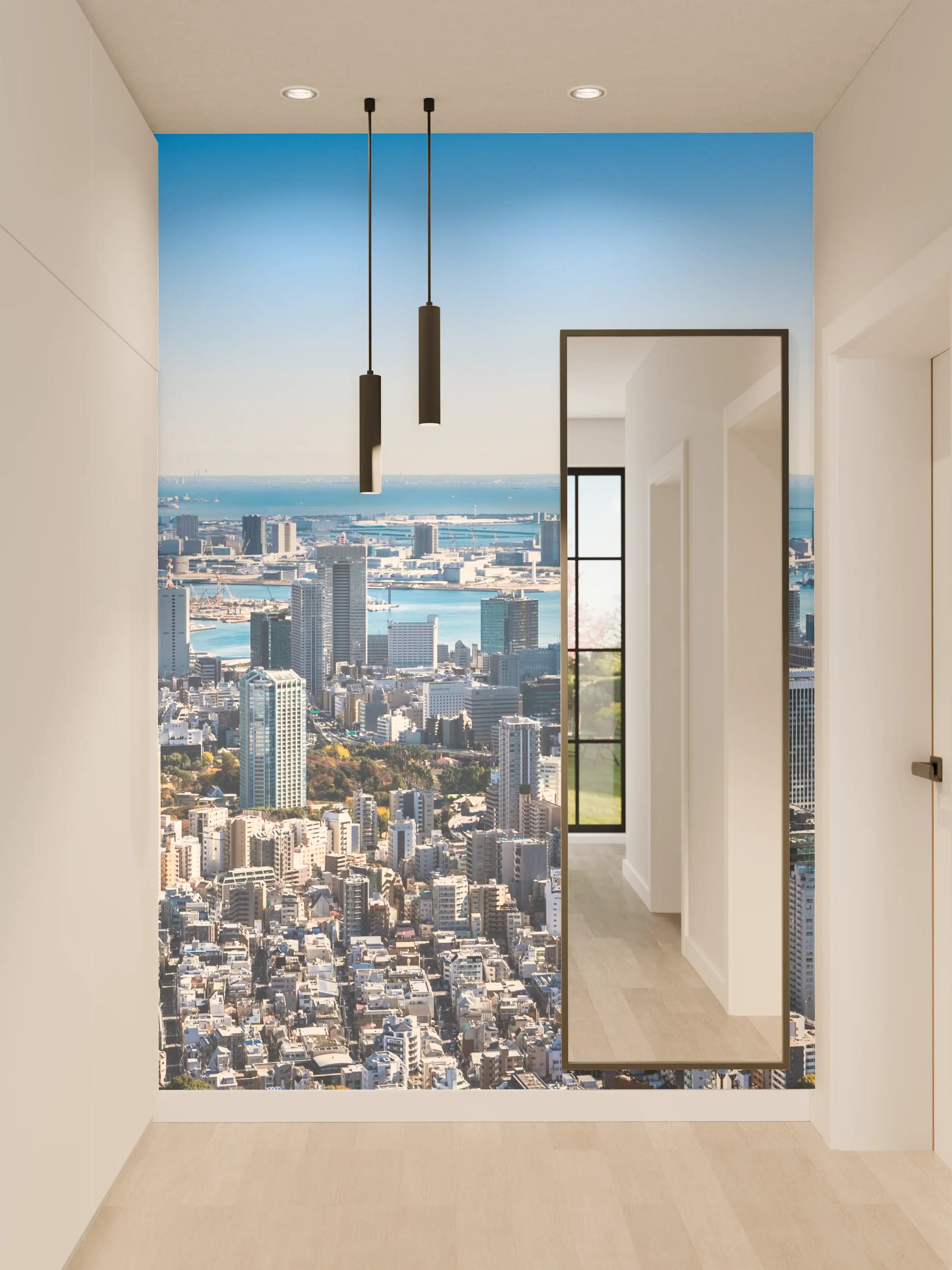 Wandverkleidung Flur - Beeindruckende Skyline von Tokio