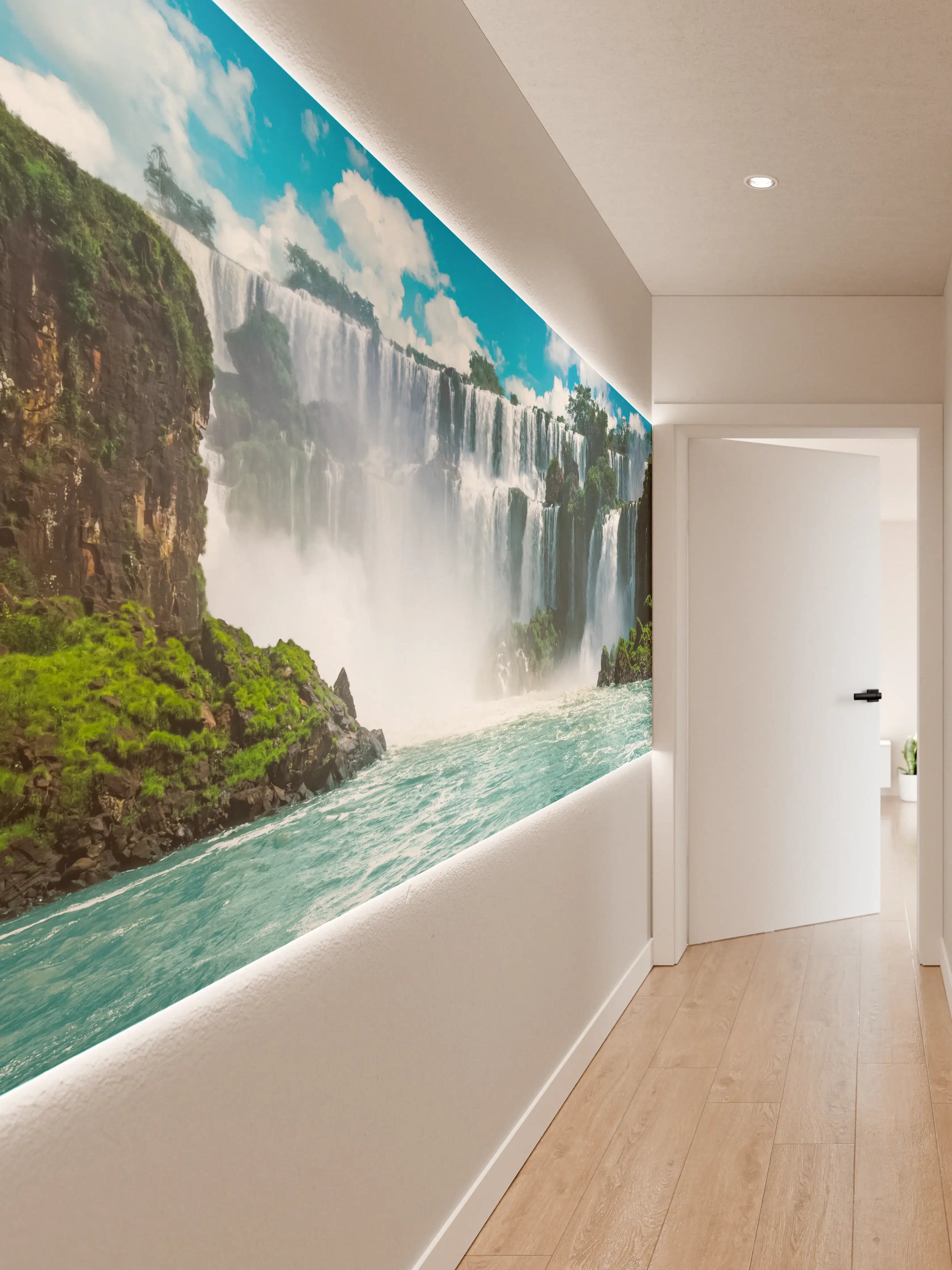 Wandverkleidung Flur - Beeindruckender Wasserfall Nature Scene