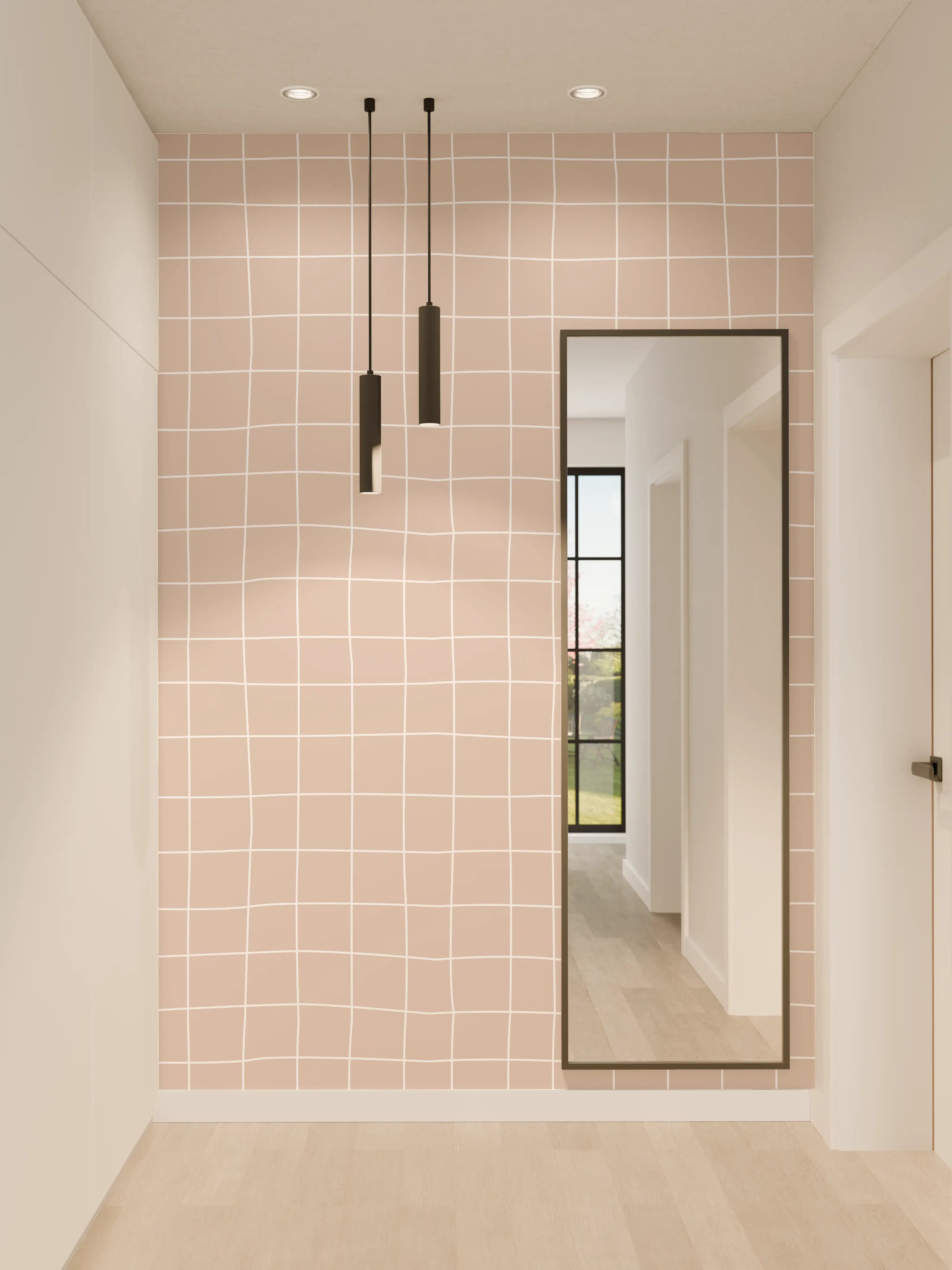 Wandverkleidung Flur - Beige Gittermuster Hintergrund