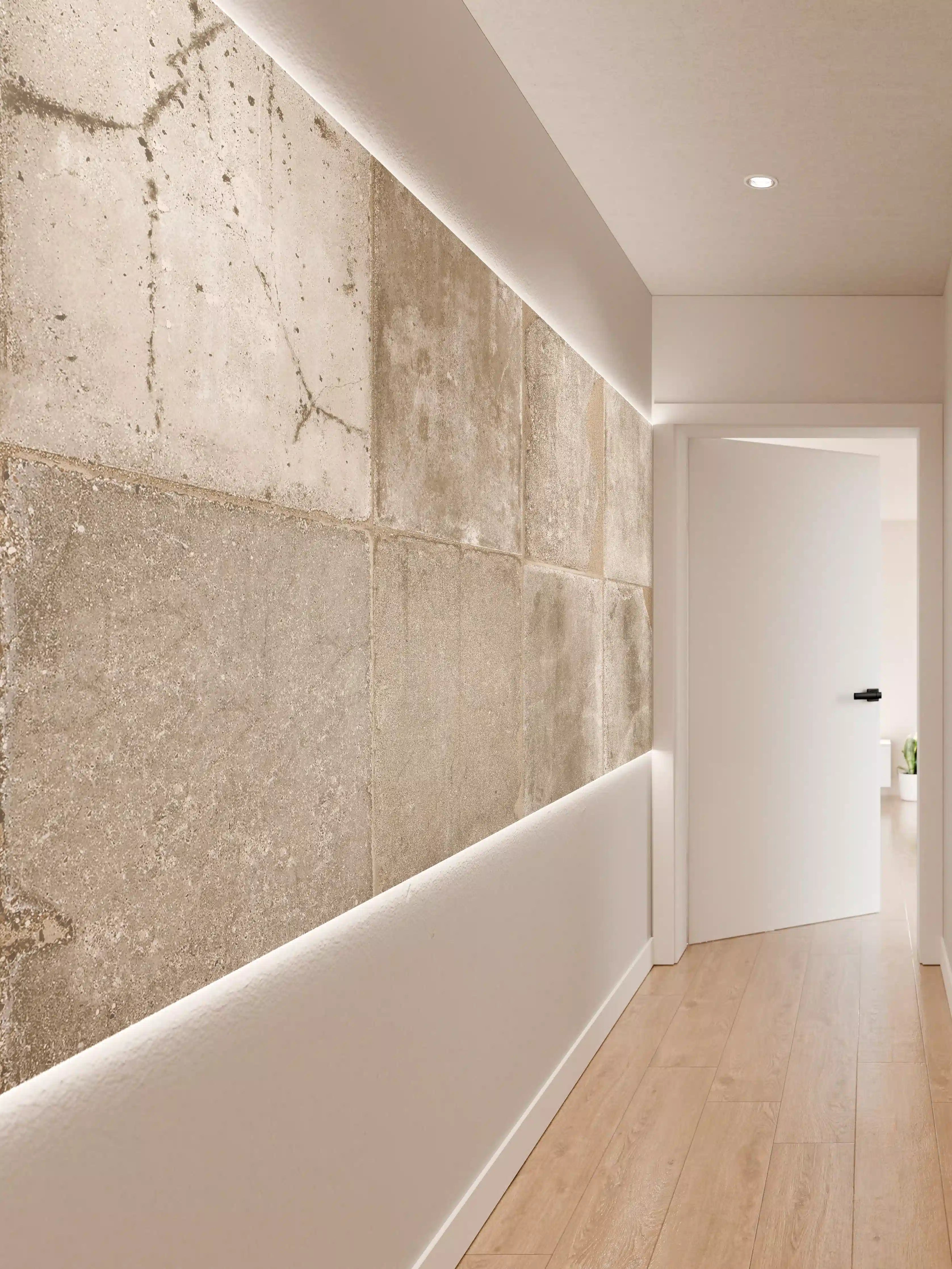 Wandverkleidung Flur - Beige Grau Steinwand-Textur
