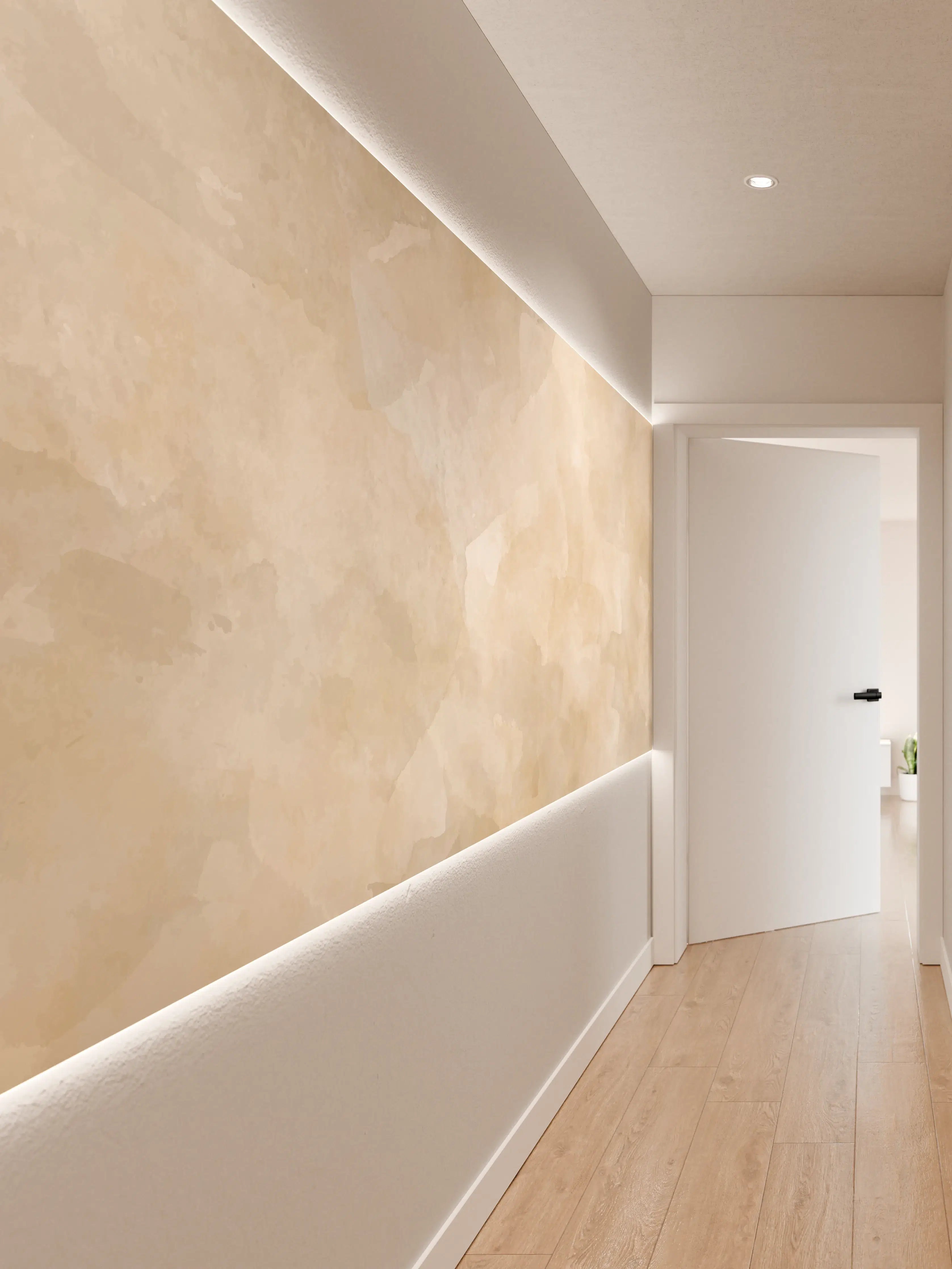 Wandverkleidung Flur - Beige-Graue Edelstein-Optik