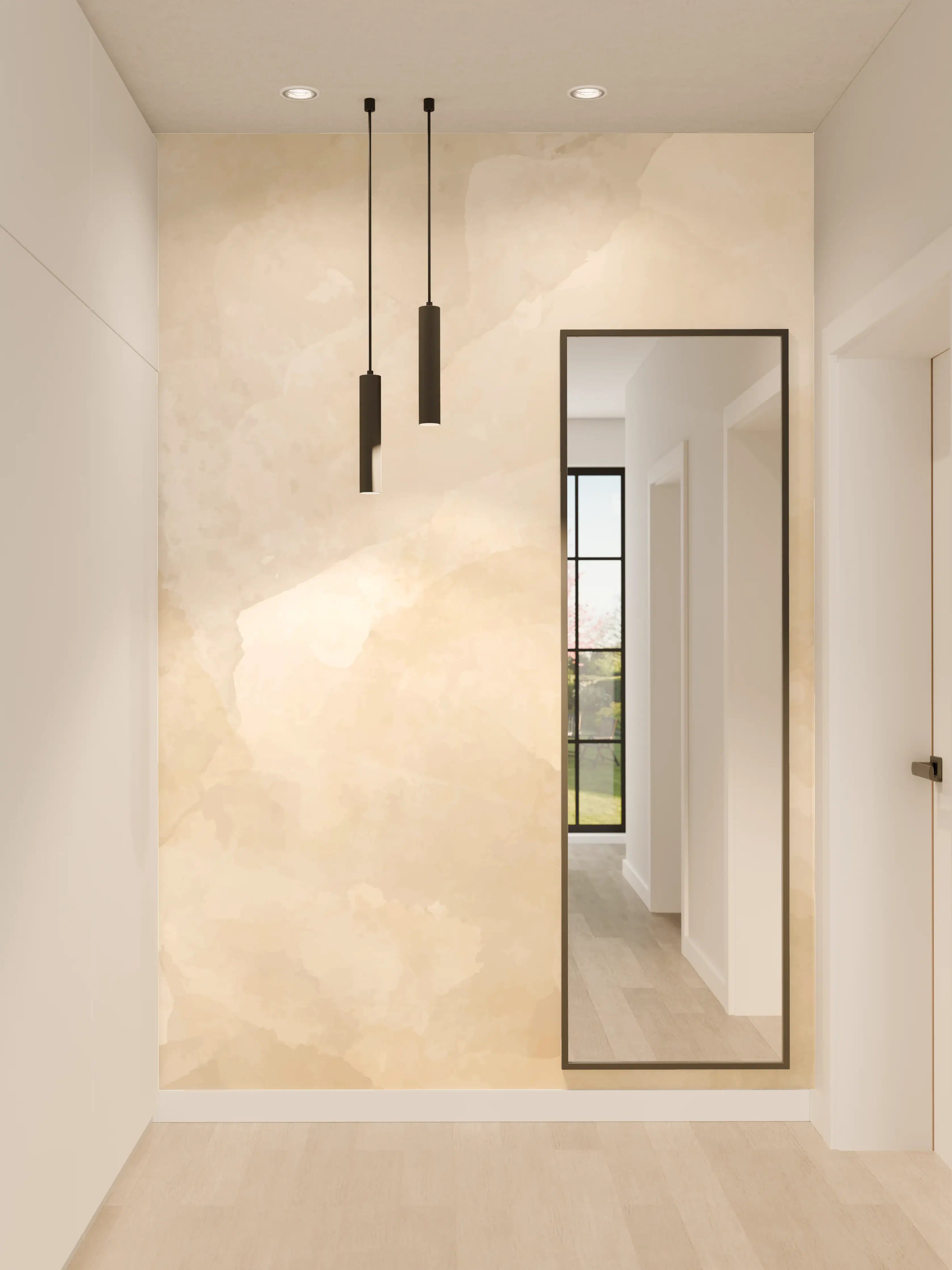 Wandverkleidung Flur - Beige-Graue Edelstein-Optik