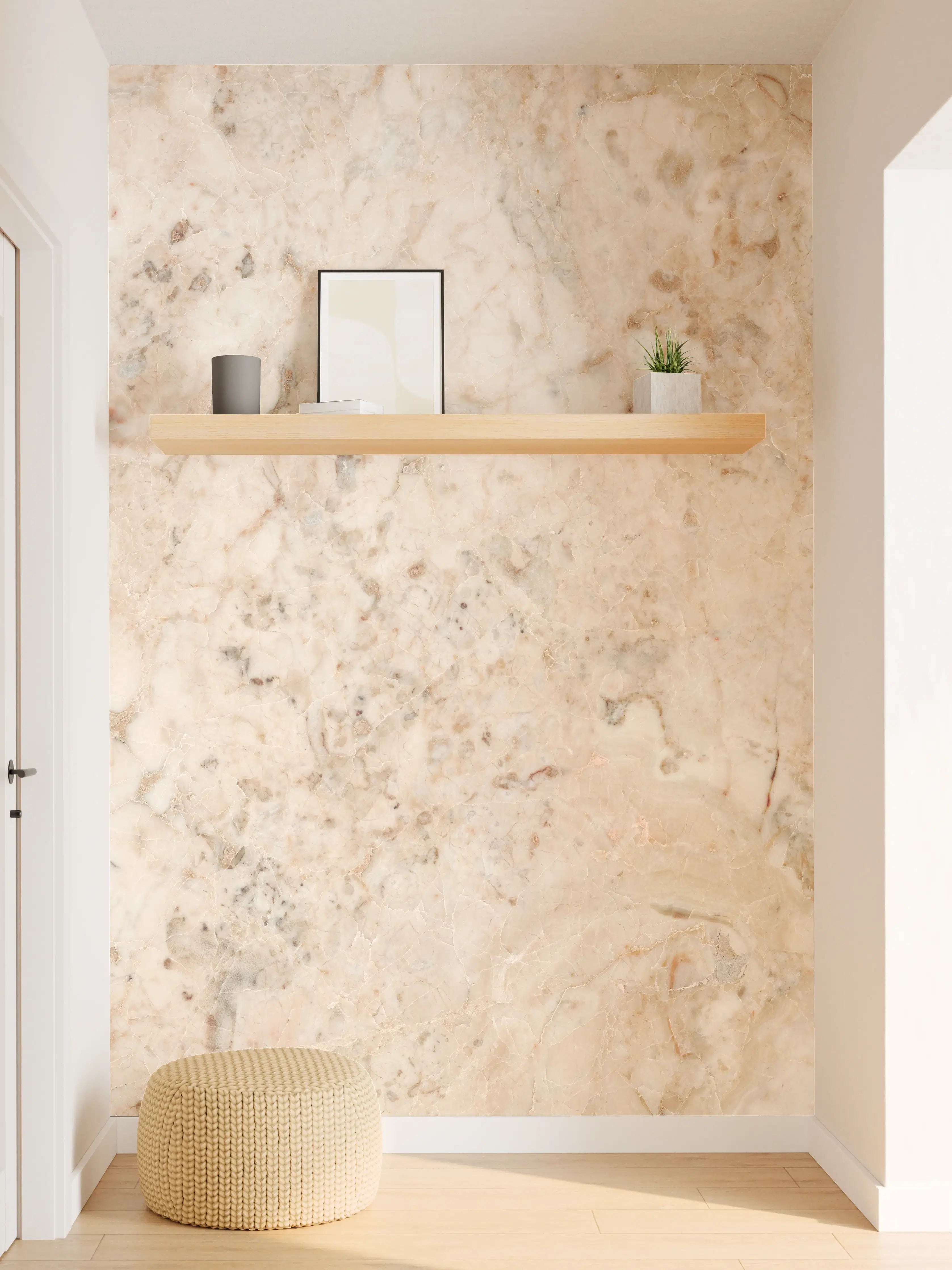 Wandverkleidung Flur - Beige Naturmarmor Stein Textur