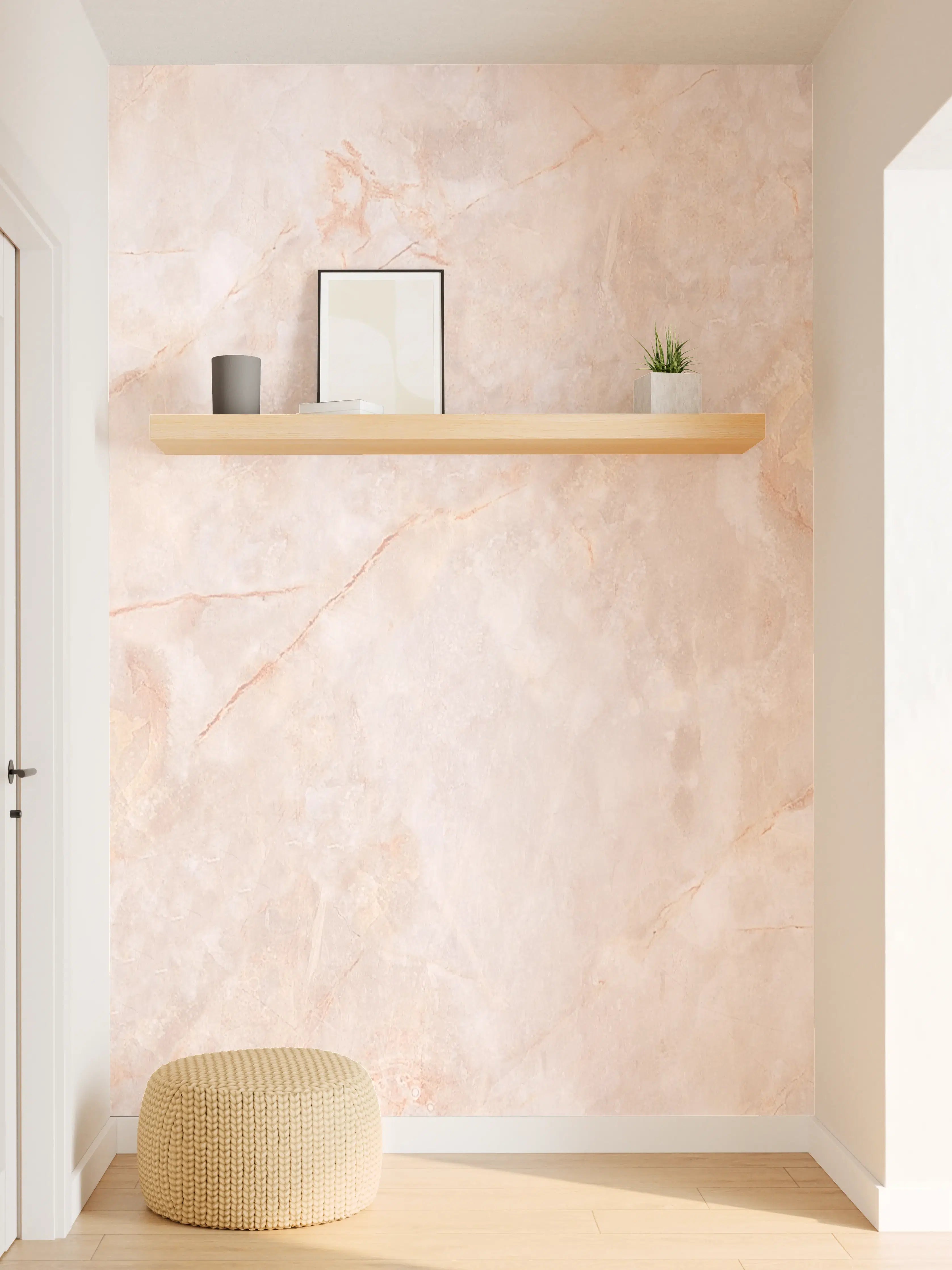 Wandverkleidung Flur - Beige-Rosa Marmorstein