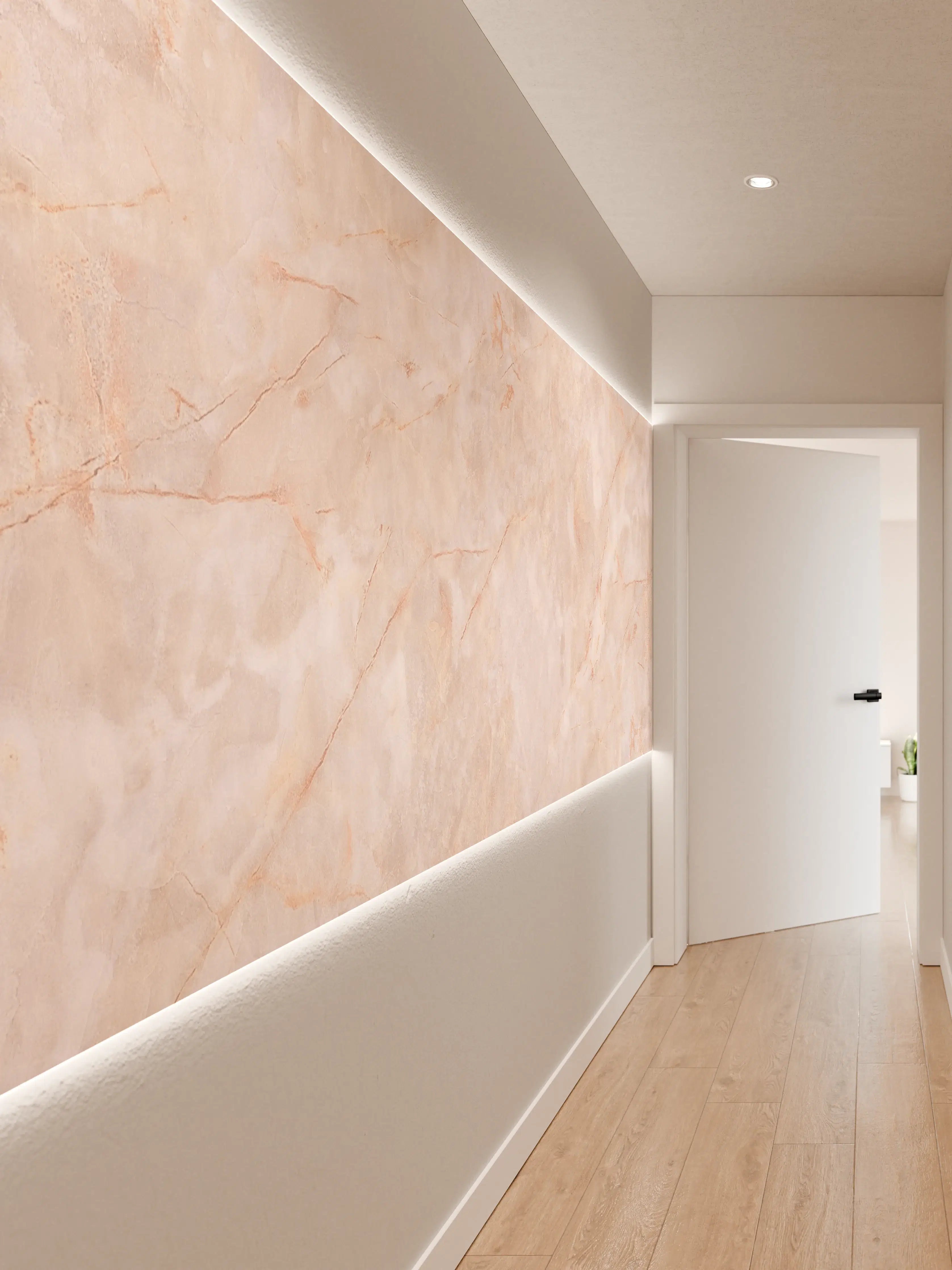 Wandverkleidung Flur - Beige-Rosa Marmorstein