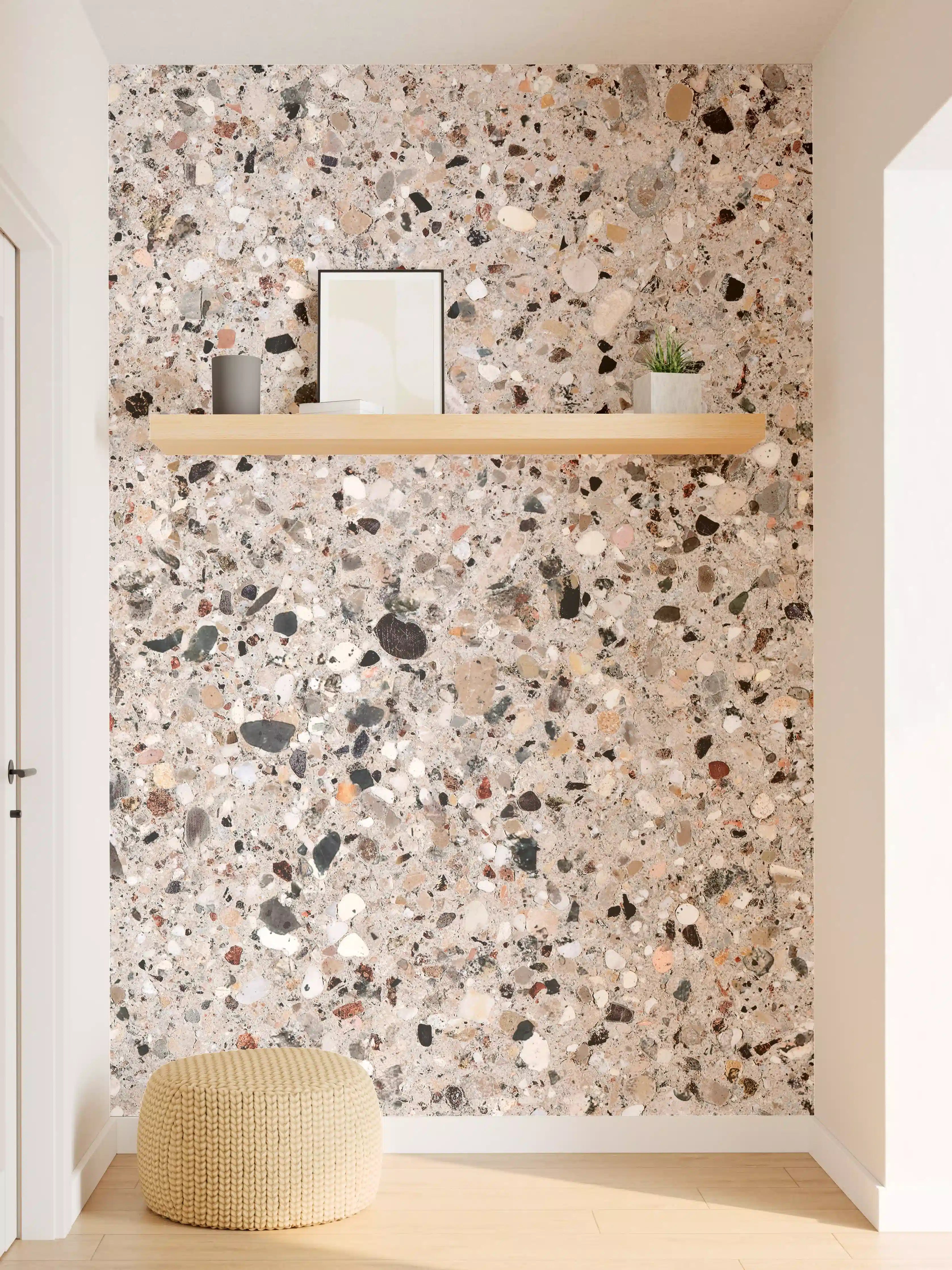 Wandverkleidung Flur - Beige Steinterrazzo Textur