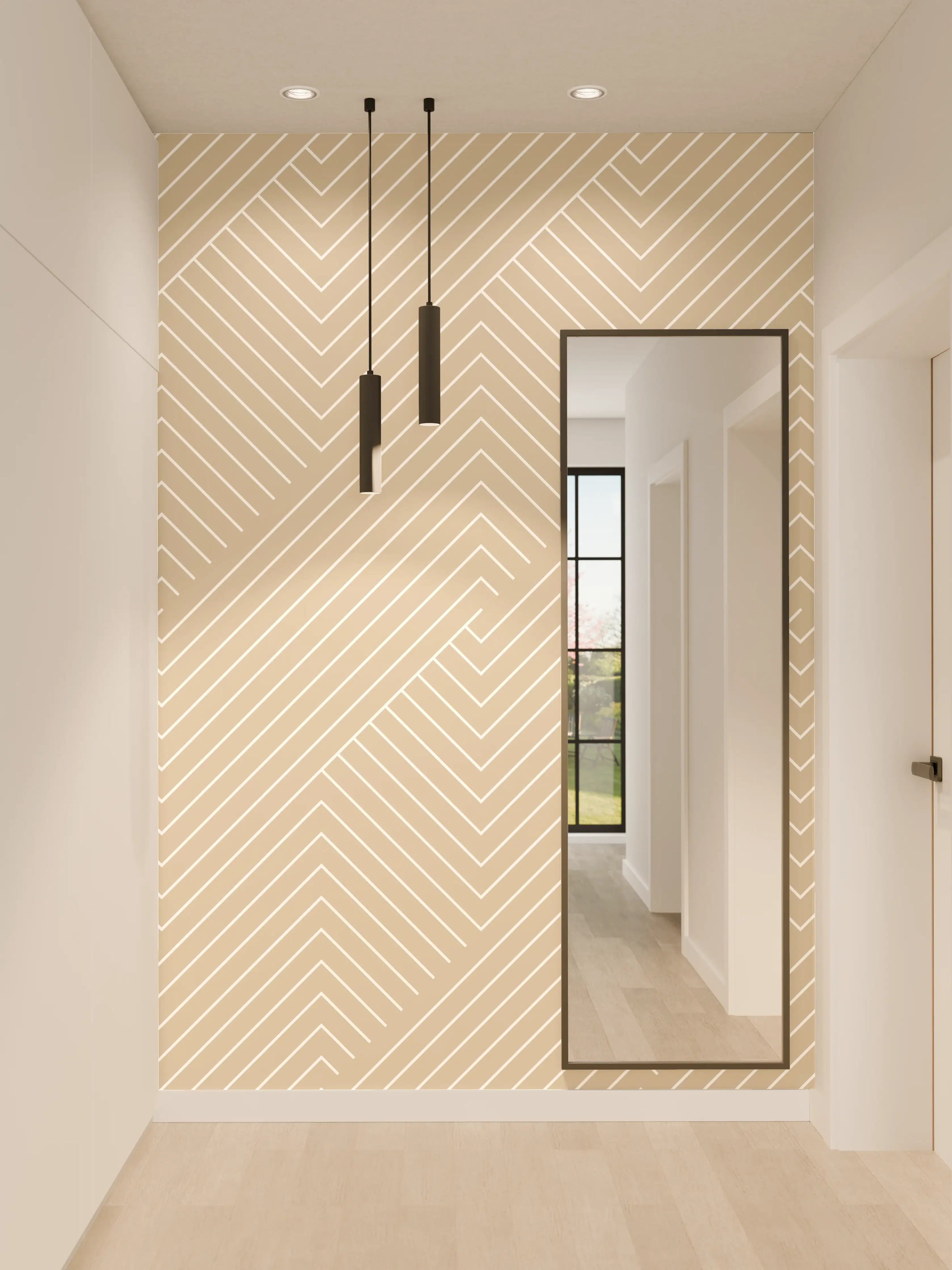 Wandverkleidung Flur - Beige Vintage Musterwand