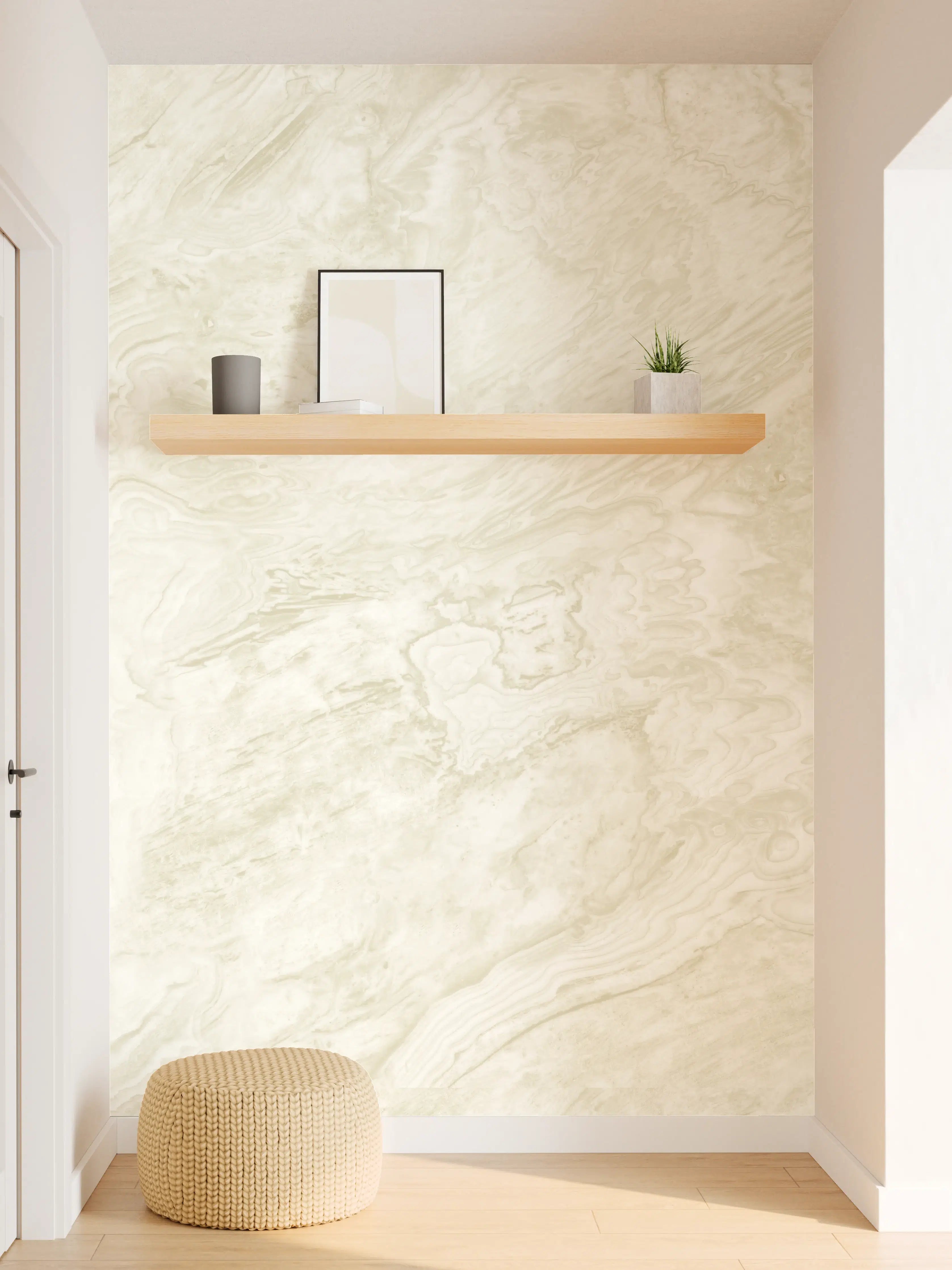Wandverkleidung Flur - Beige-Weißer Marmor