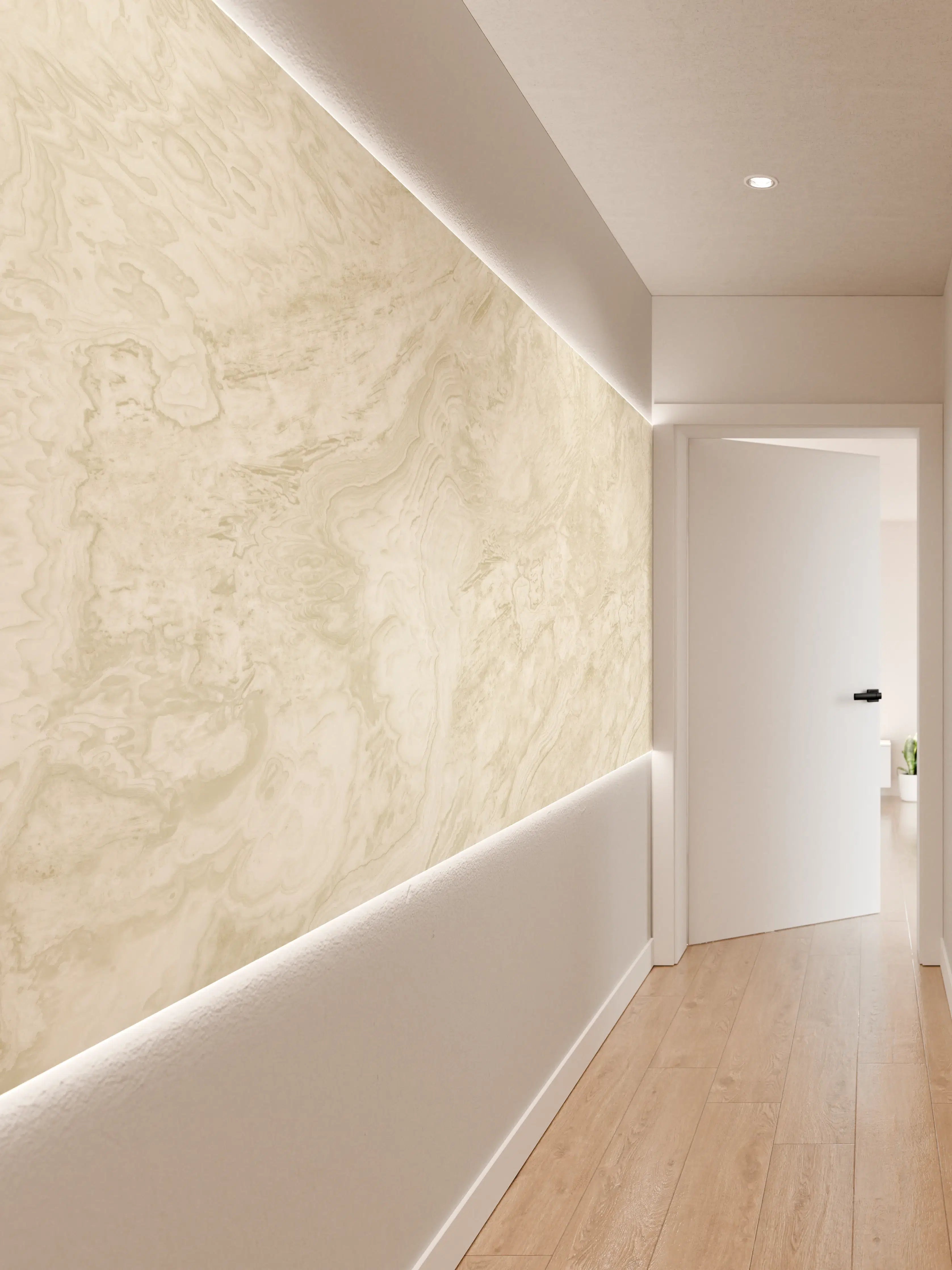 Wandverkleidung Flur - Beige-Weißer Marmor