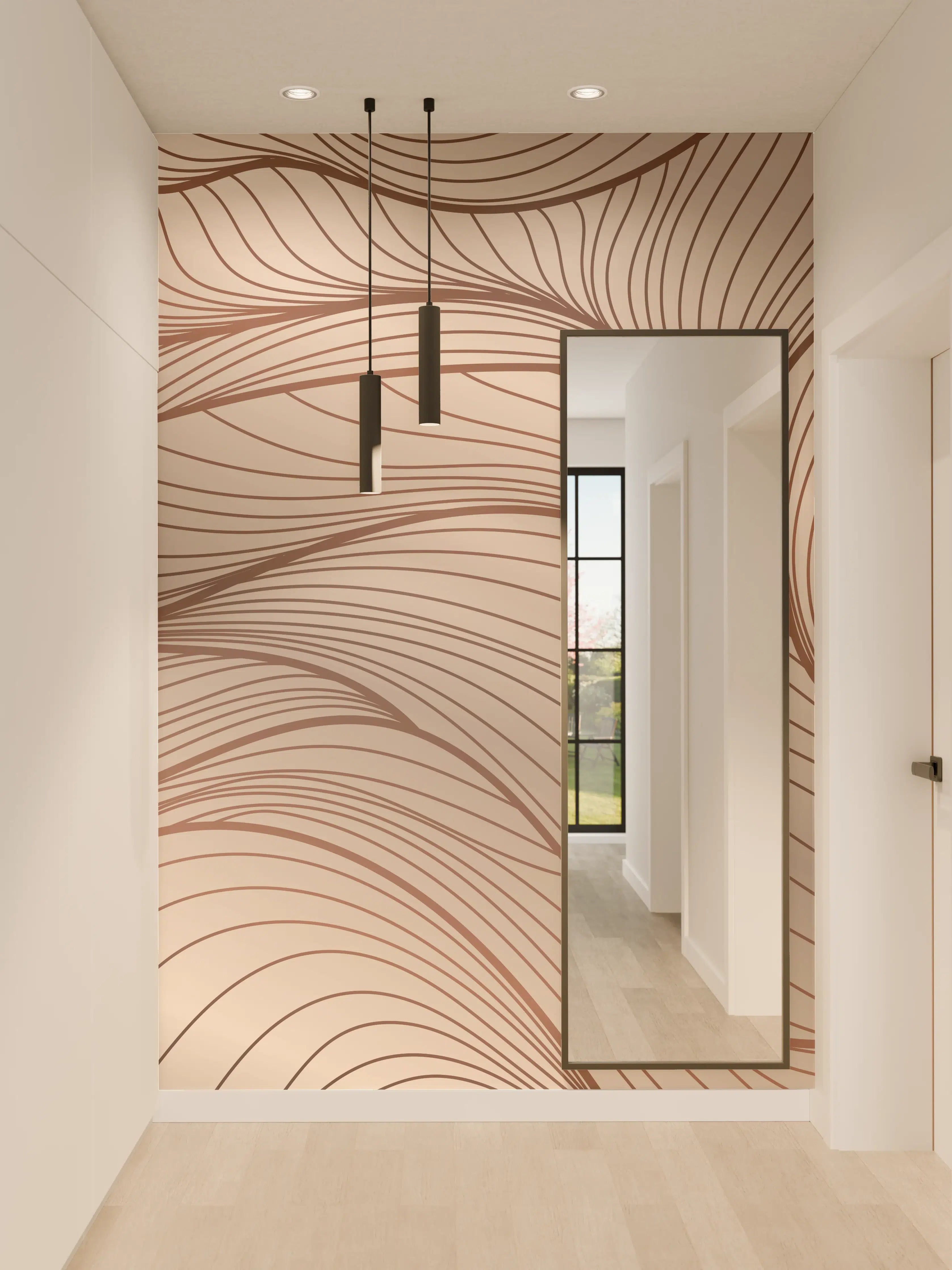 Wandverkleidung Flur - Beige Wellenlinien Textur