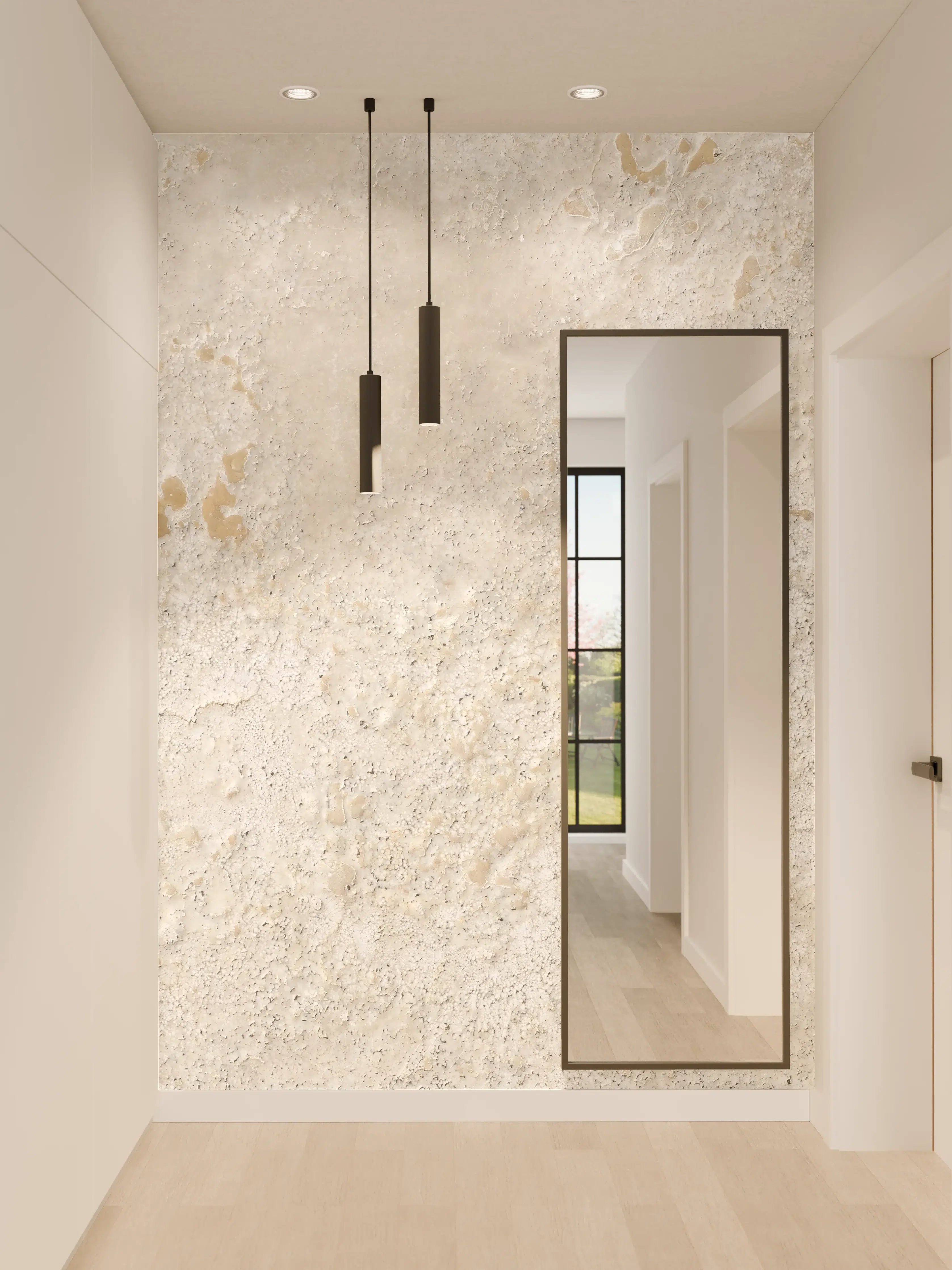 Wandverkleidung Flur - Beiger Kalkstein