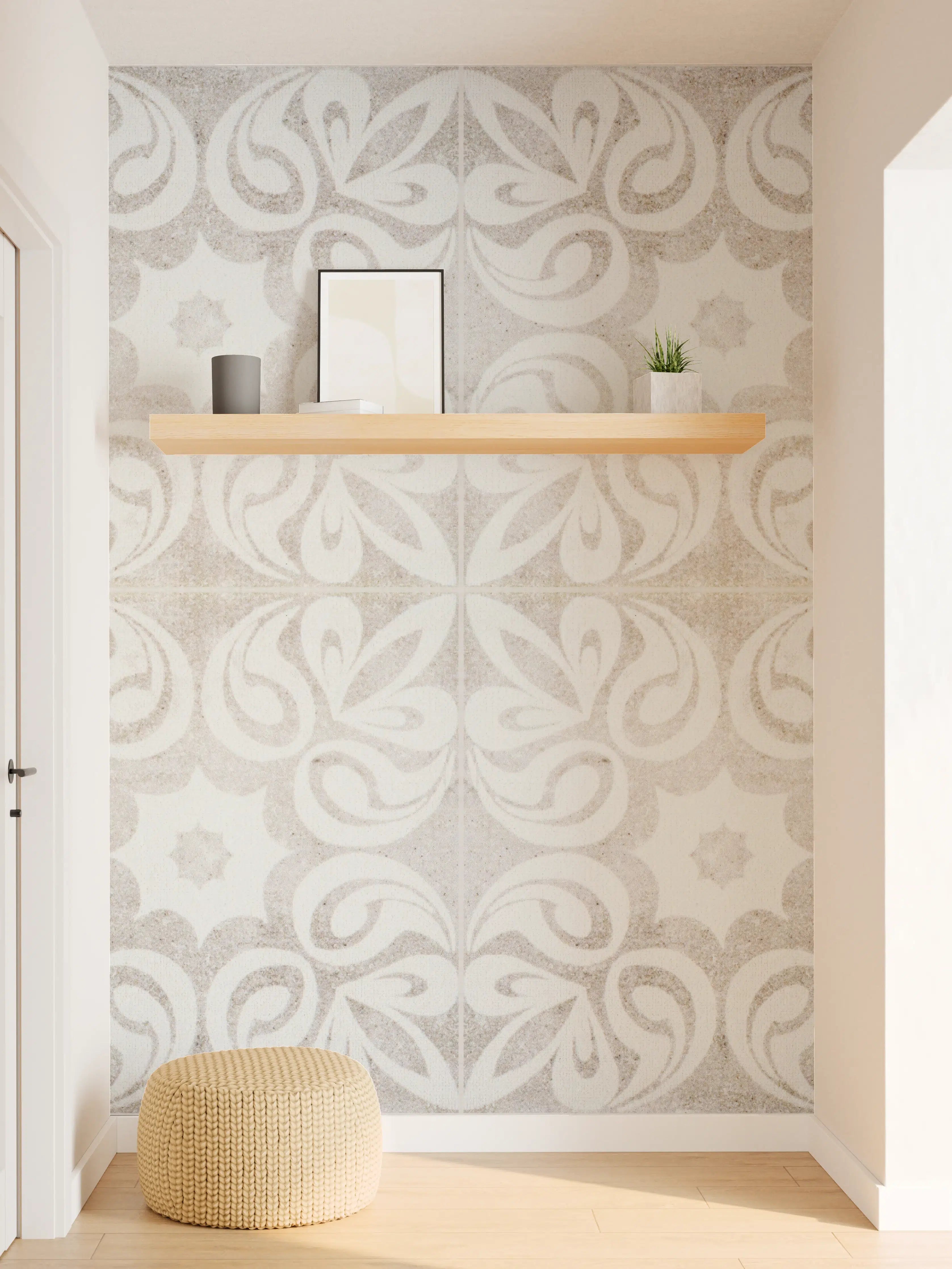 Wandverkleidung Flur - Beiges quadratisches Mosaikmotiv