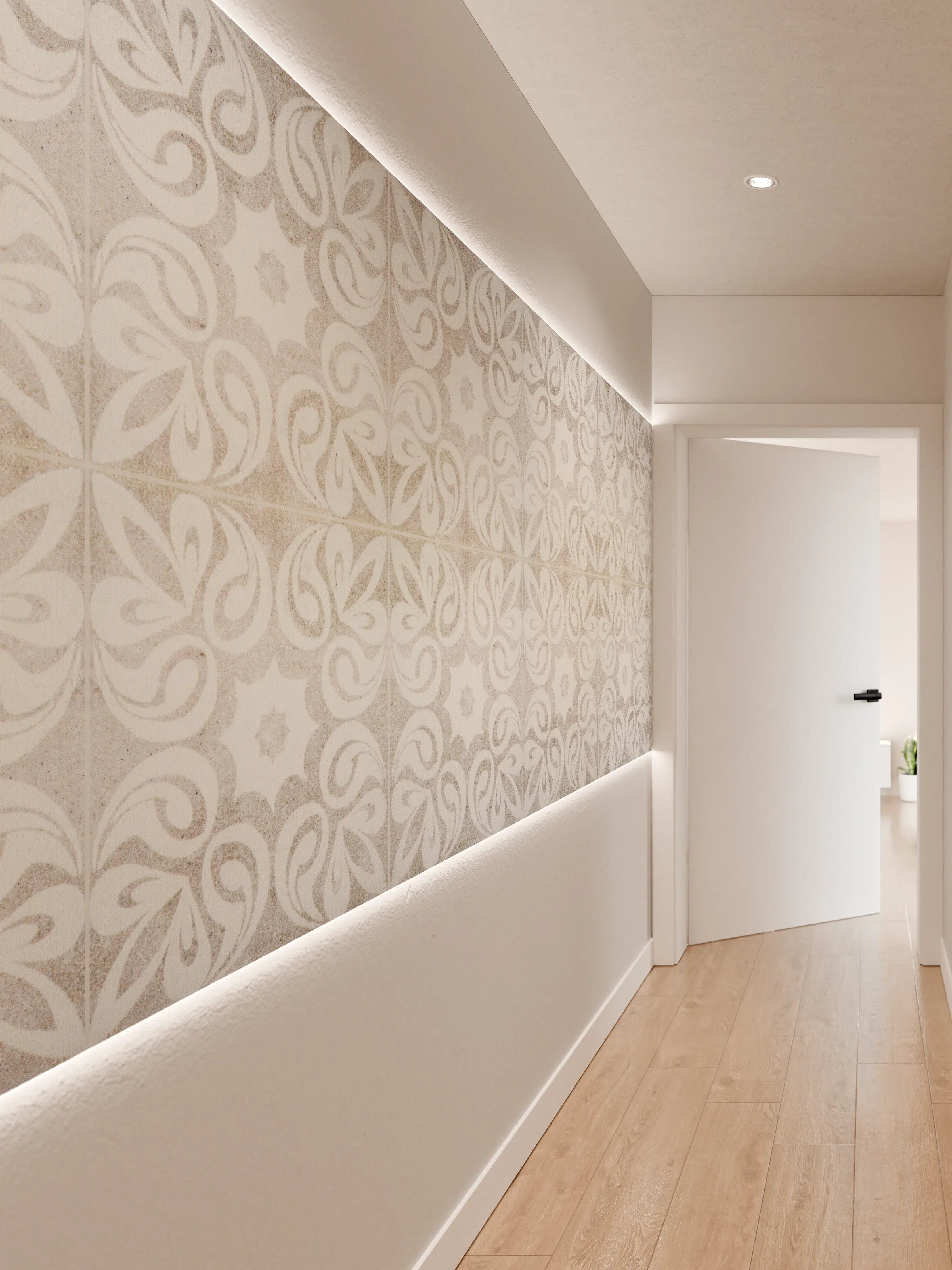 Wandverkleidung Flur - Beiges quadratisches Mosaikmotiv