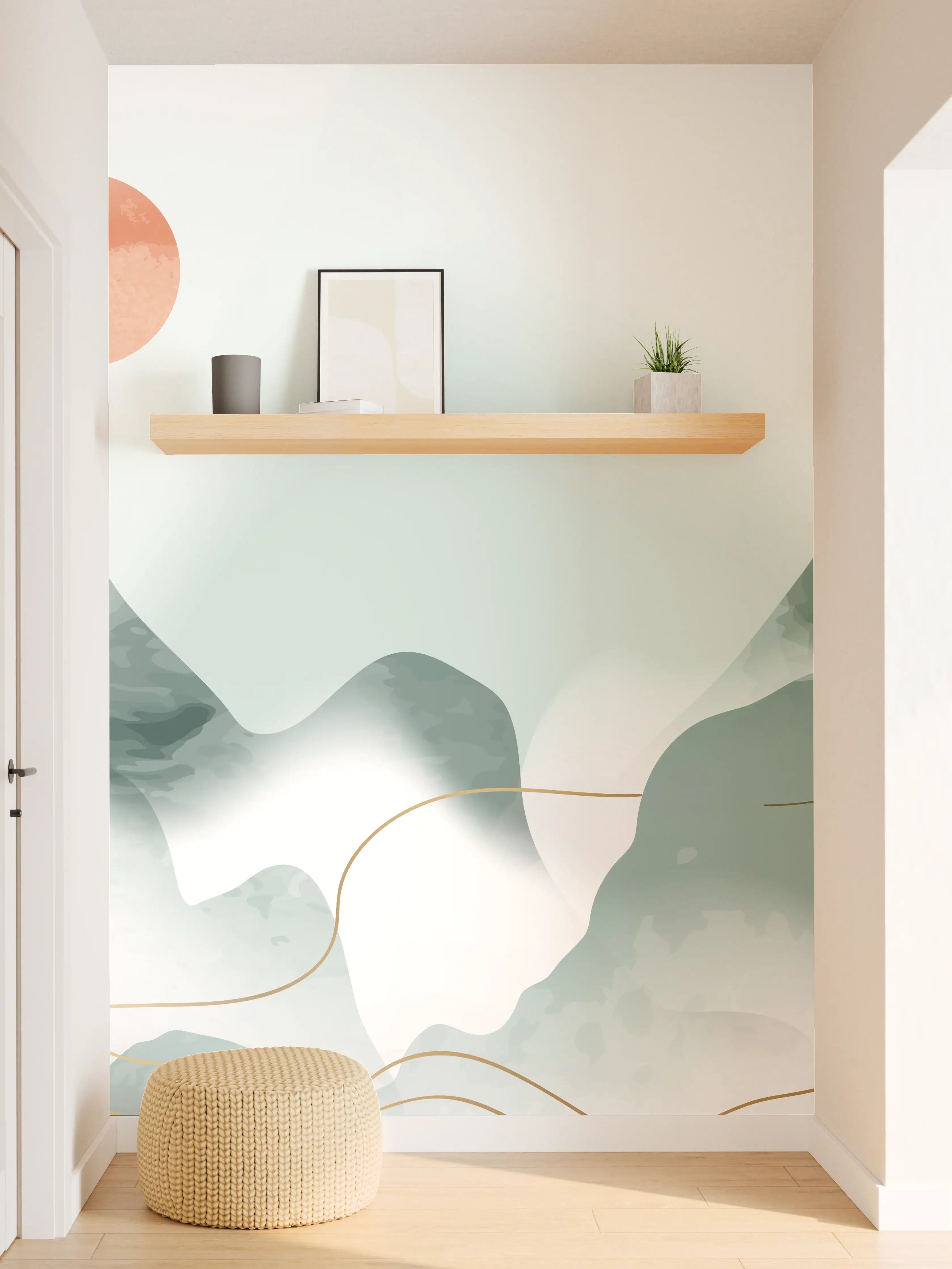 Wandverkleidung Flur - Berghorizont mit Abendrot