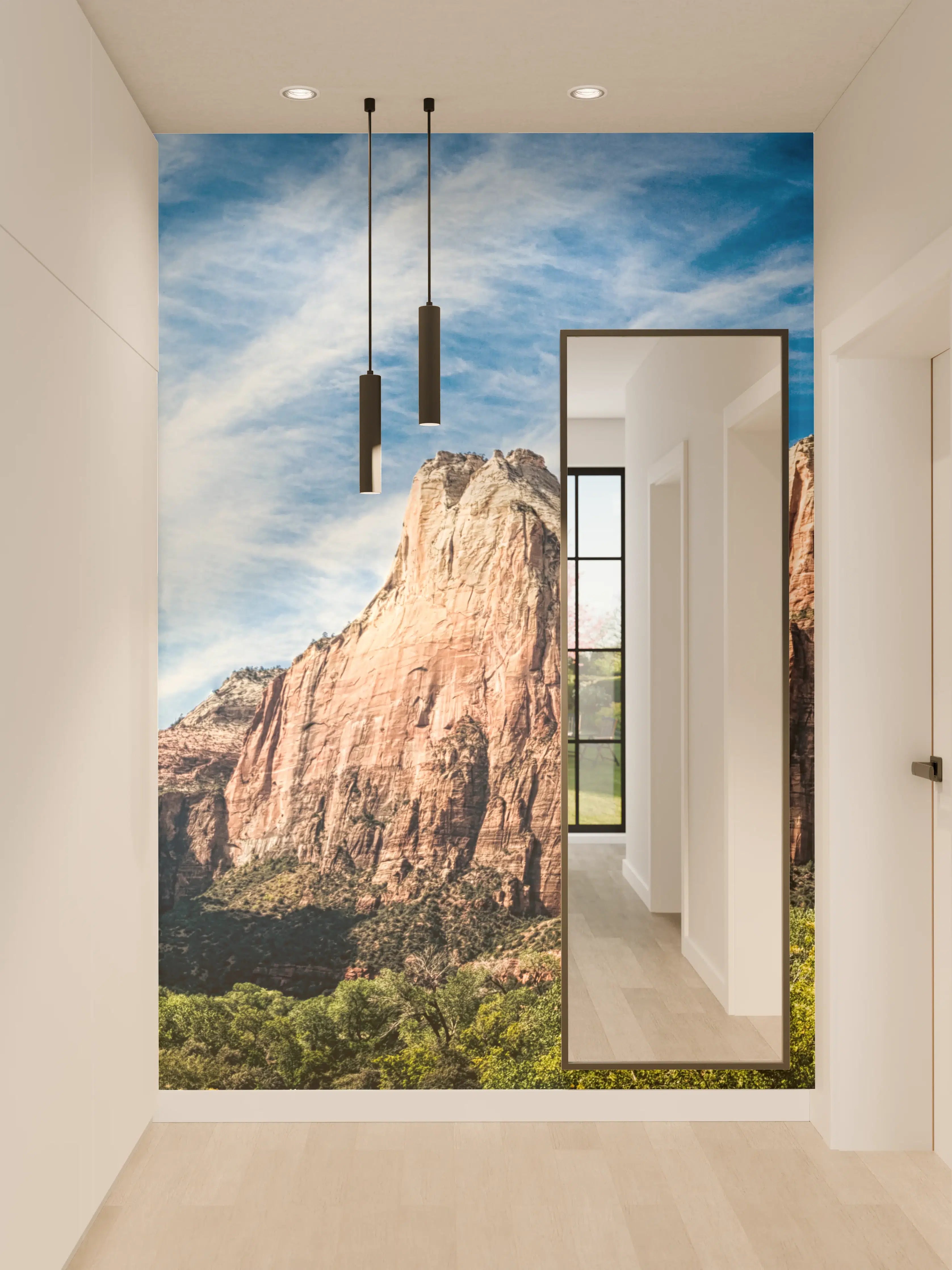 Wandverkleidung Flur - Bergpanorama mit klarer Luft