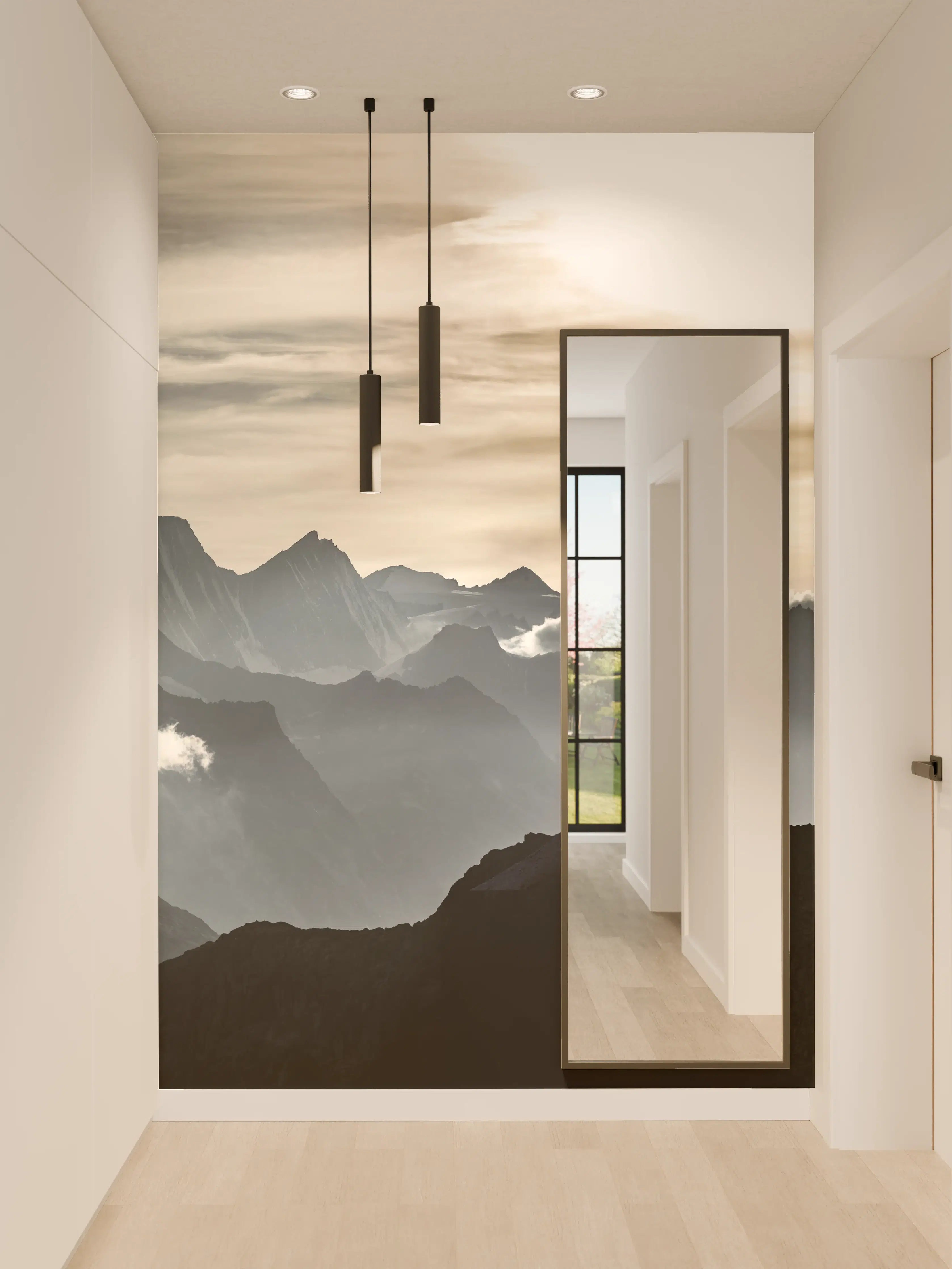 Wandverkleidung Flur - Bergsilhouette bei Sonnenuntergang