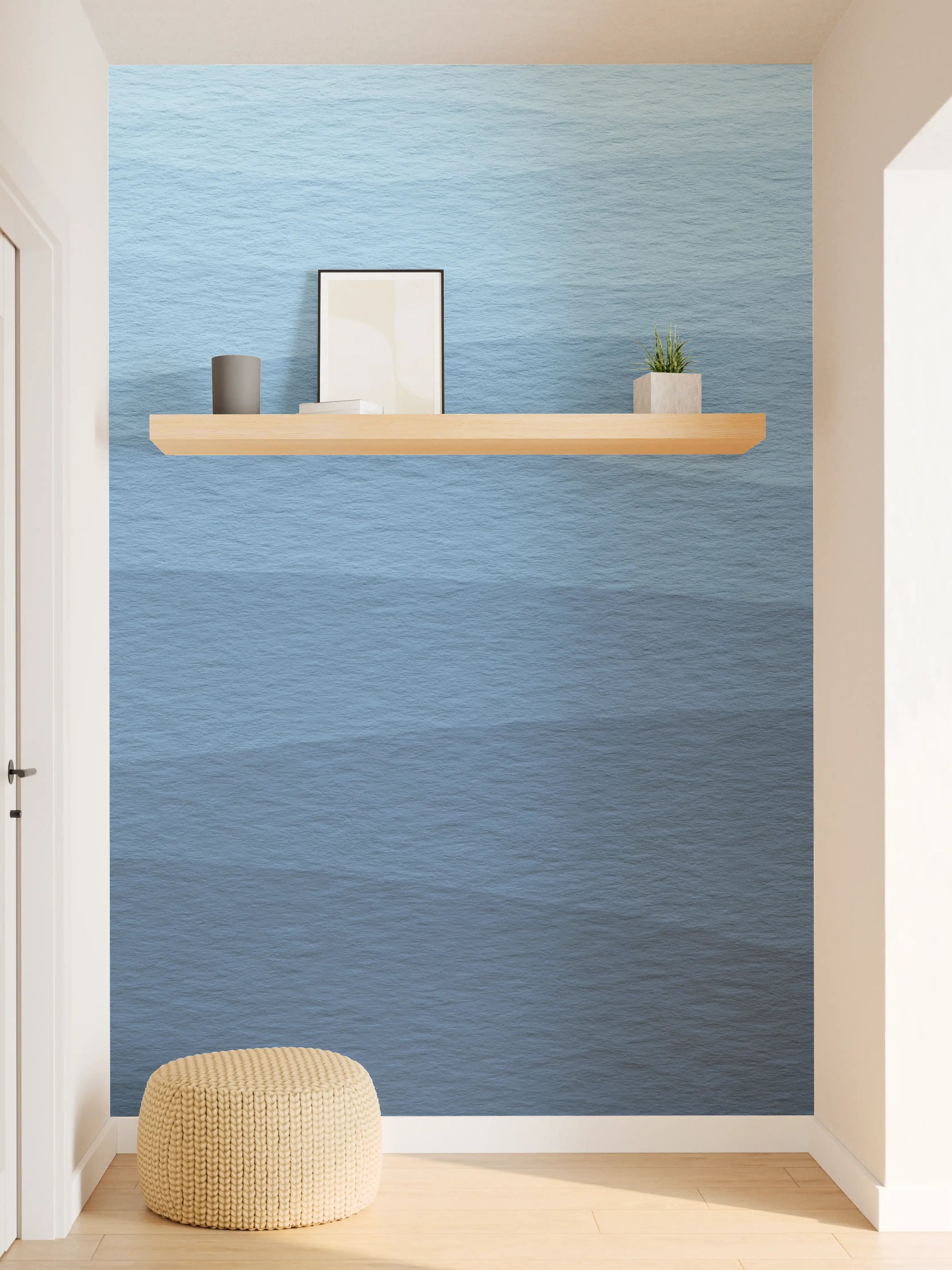 Wandverkleidung Flur - Beruhigende Blau-Gradient-Wellen-Textur