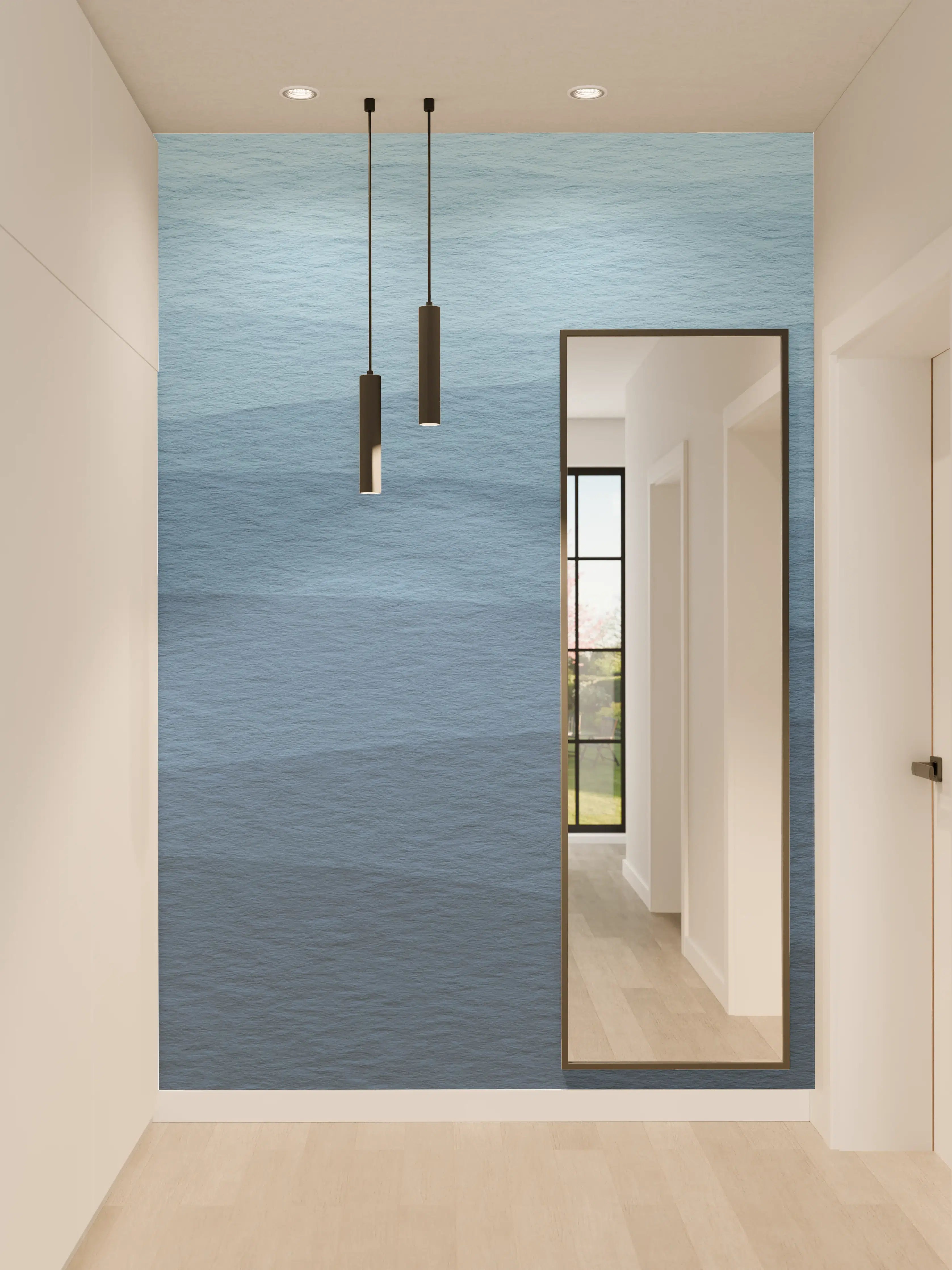 Wandverkleidung Flur - Beruhigende Blau-Gradient-Wellen-Textur