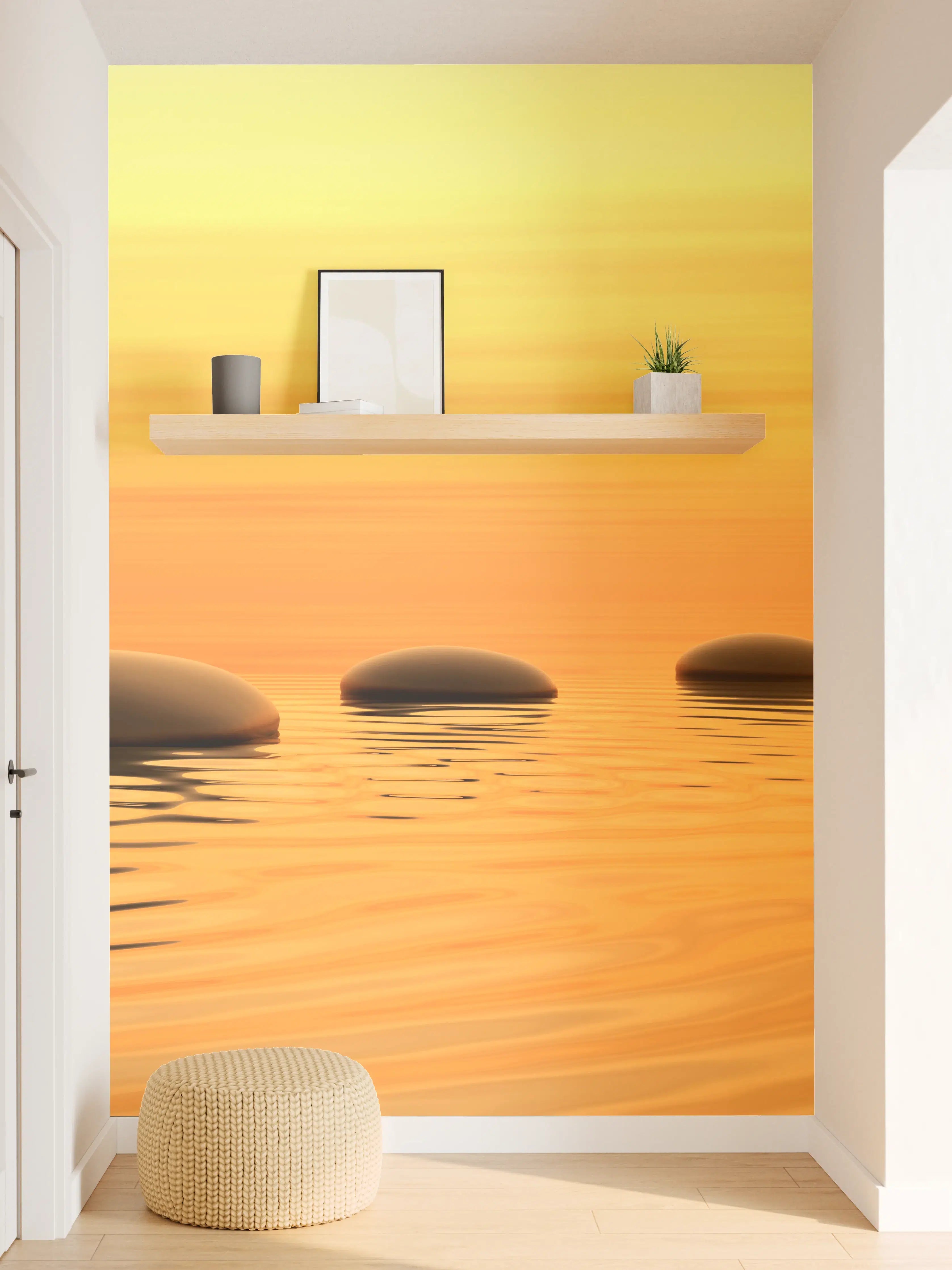 Wandverkleidung Flur - Beruhigender Sonnenuntergang am Wasser