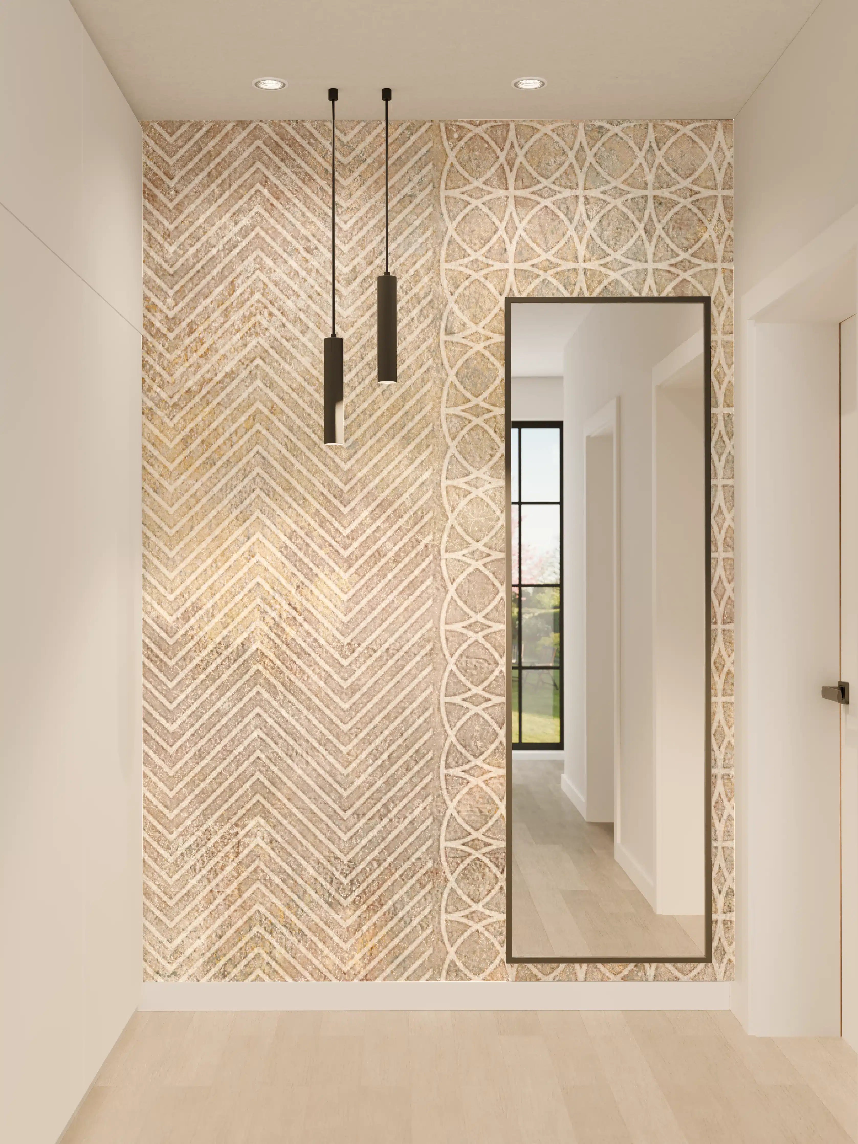 Wandverkleidung Flur - Betonstein Mosaikfliesen Zement