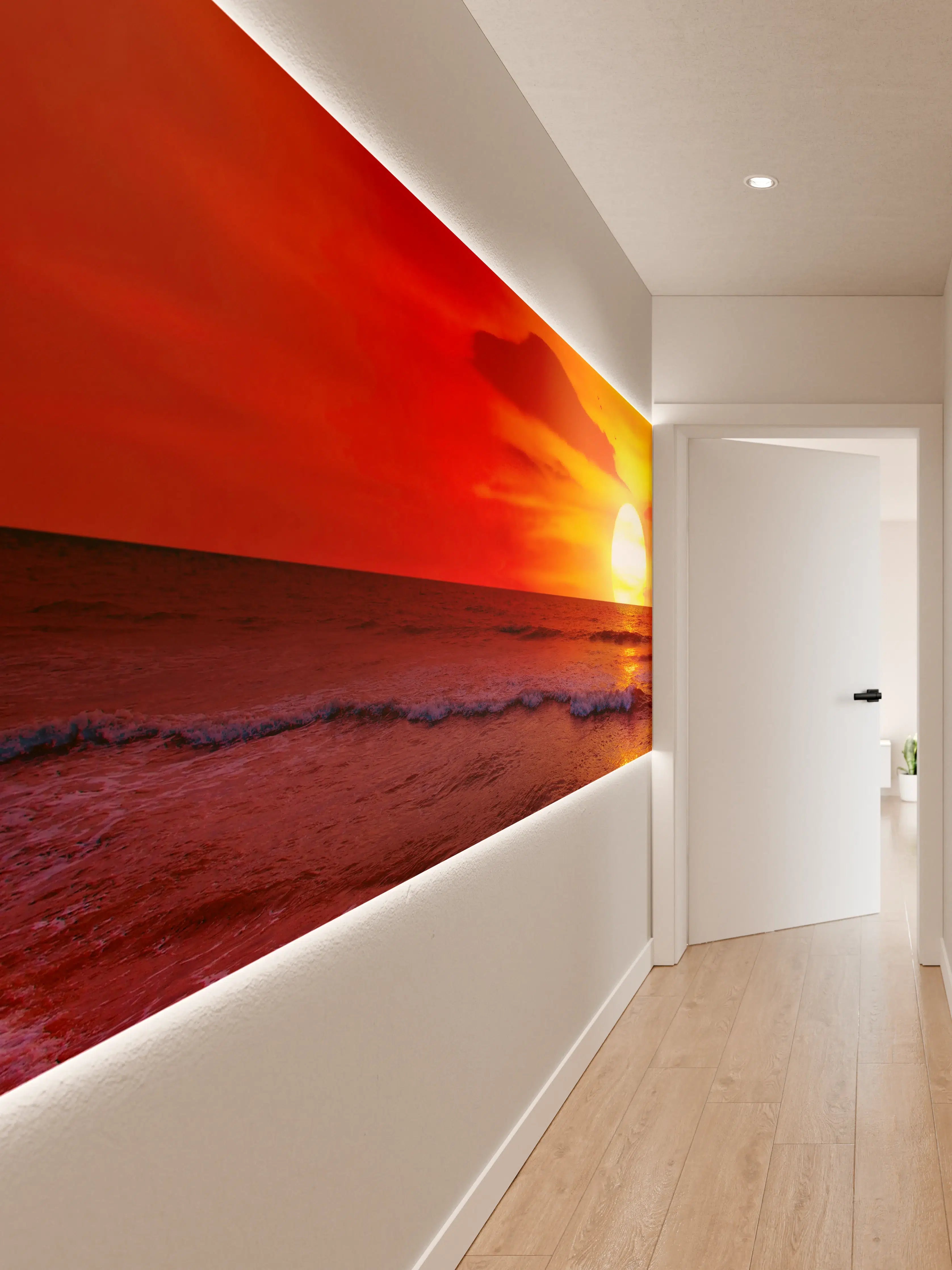 Wandverkleidung Flur - Bezaubernder Sonnenuntergang am Meer mit warmen Farbnuancen