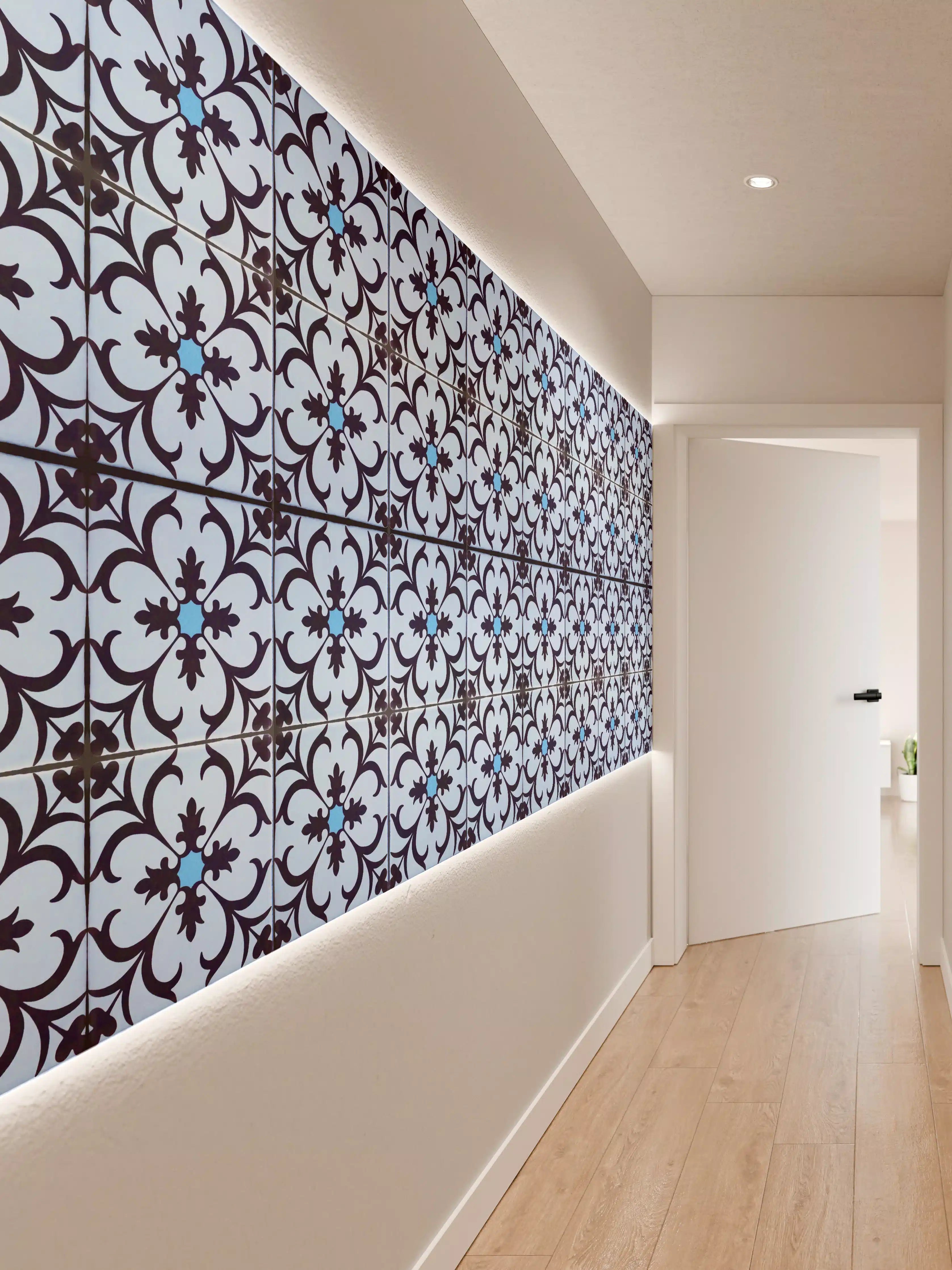 Wandverkleidung Flur - Bläulich traditionelles Mosaik Motiv
