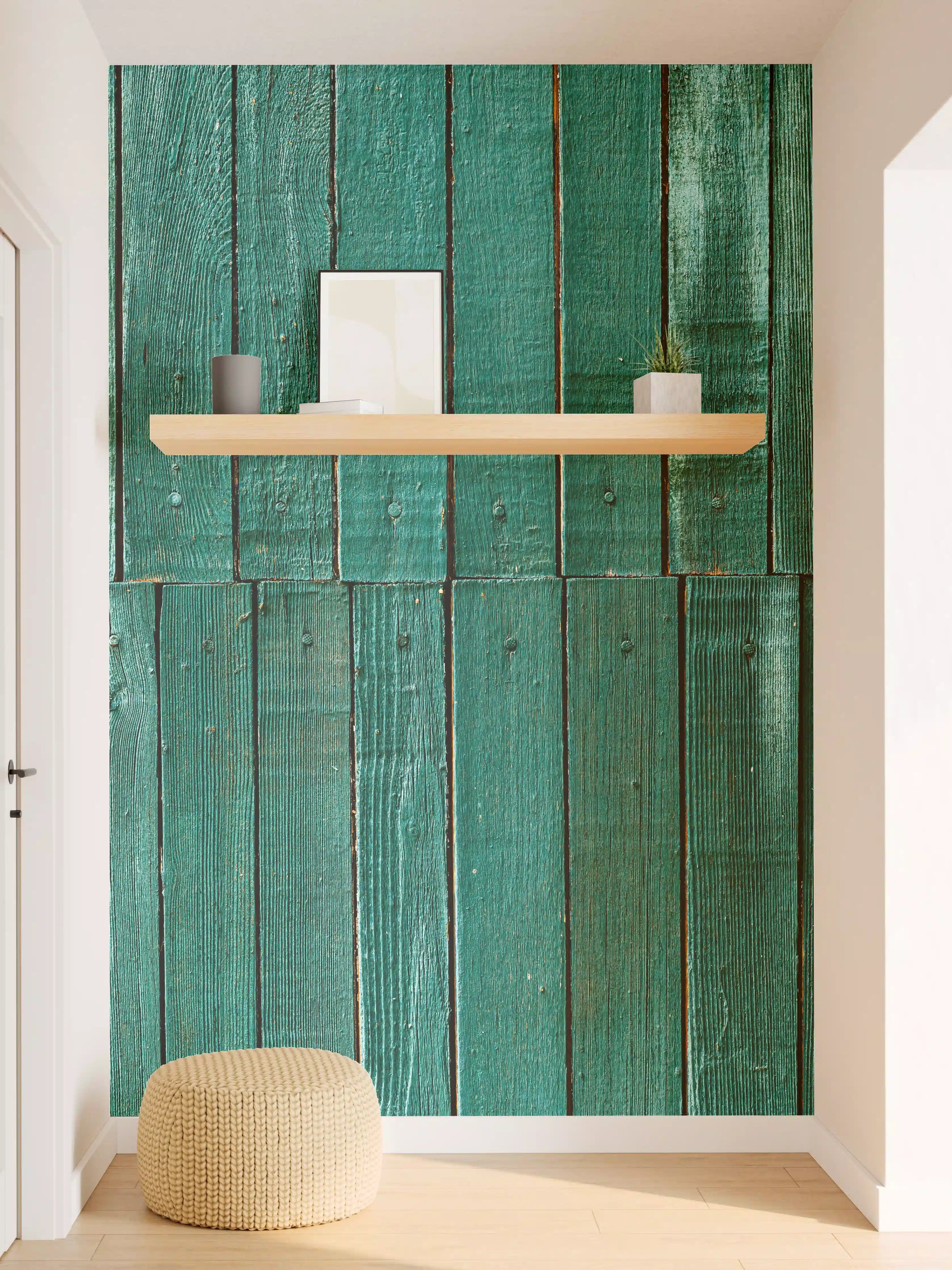 Wandverkleidung Flur - Bläuliche Holzbretter