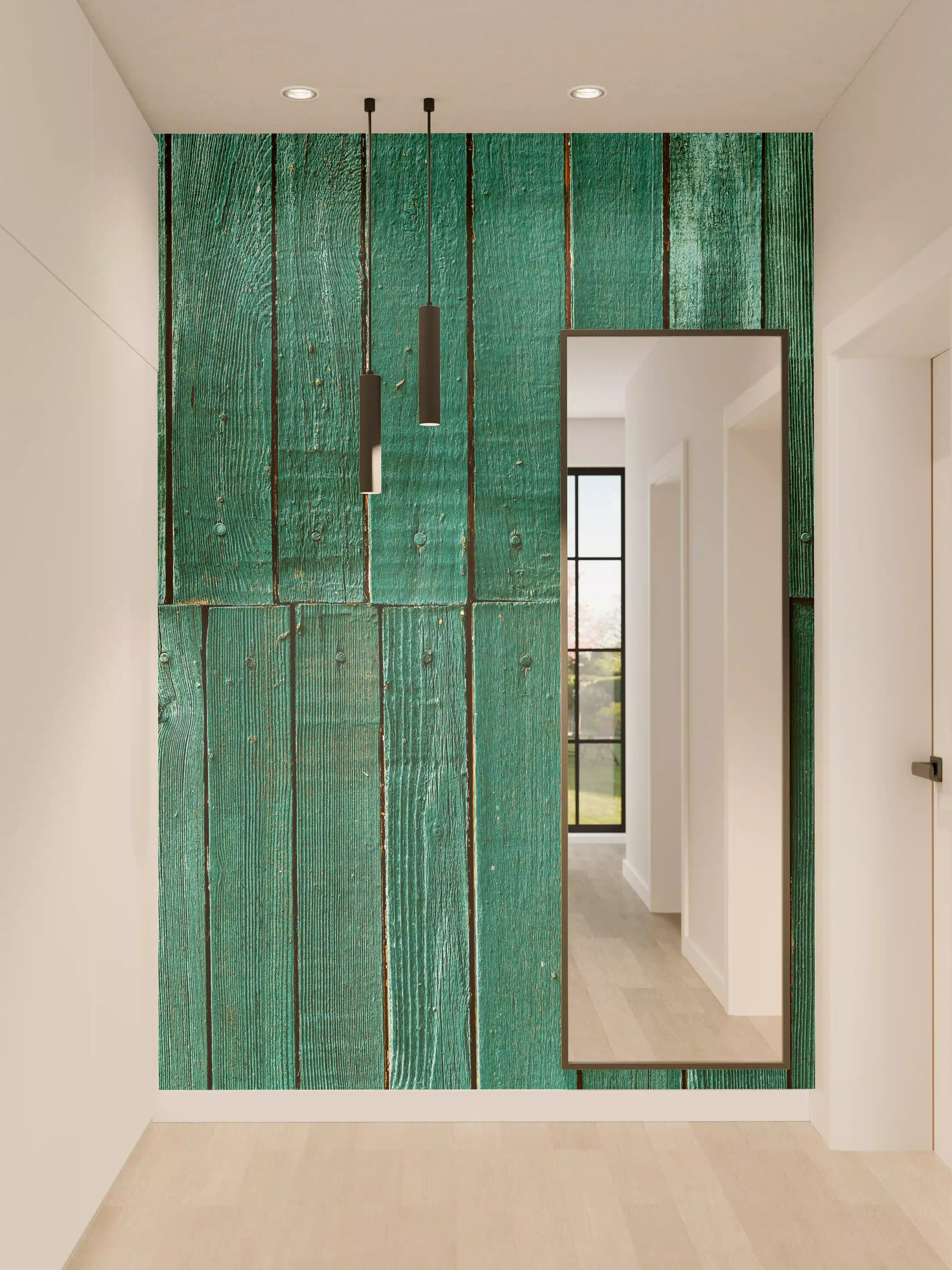 Wandverkleidung Flur - Bläuliche Holzbretter