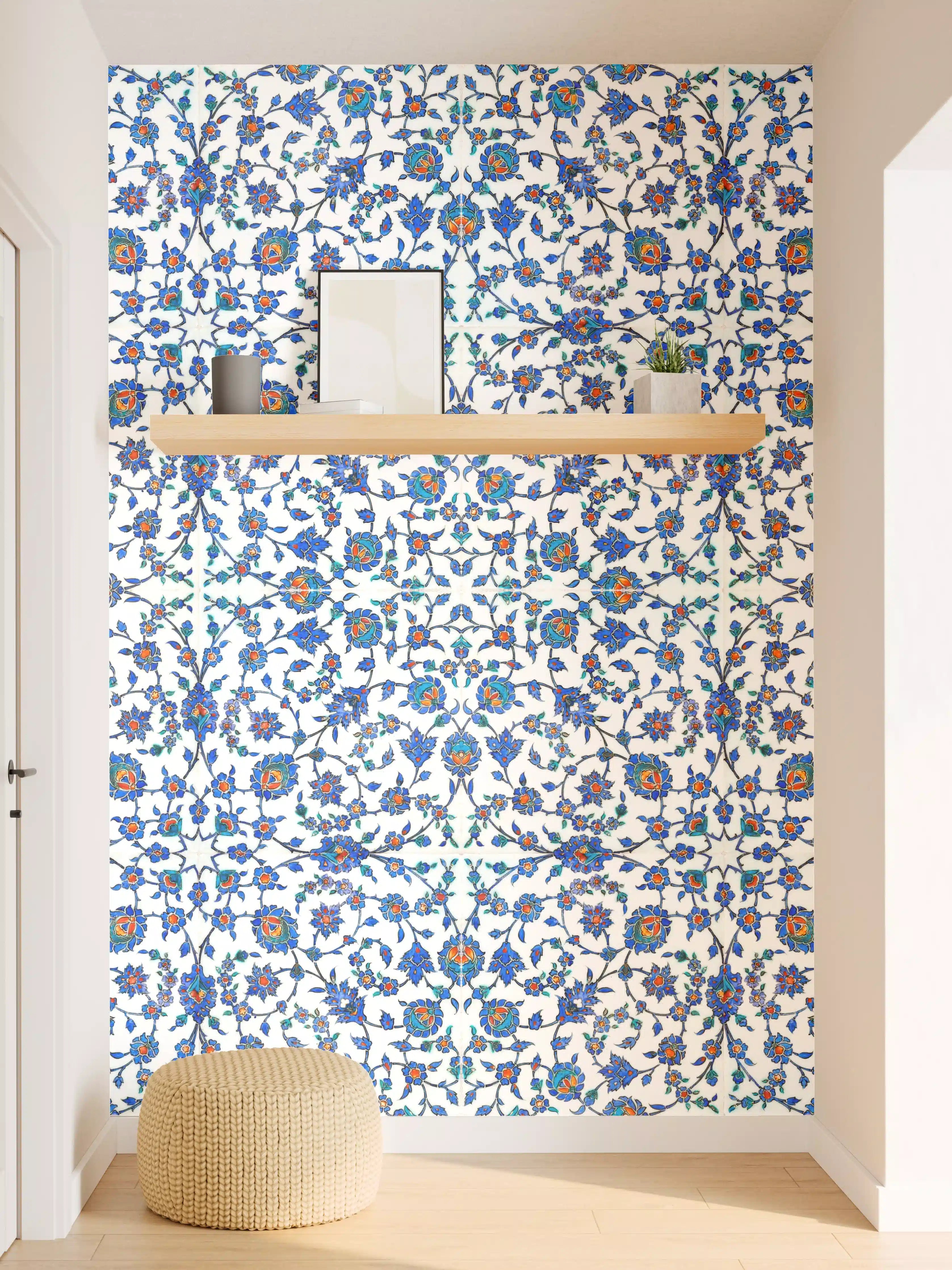 Wandverkleidung Flur - Blau-Weißes Musterdesign