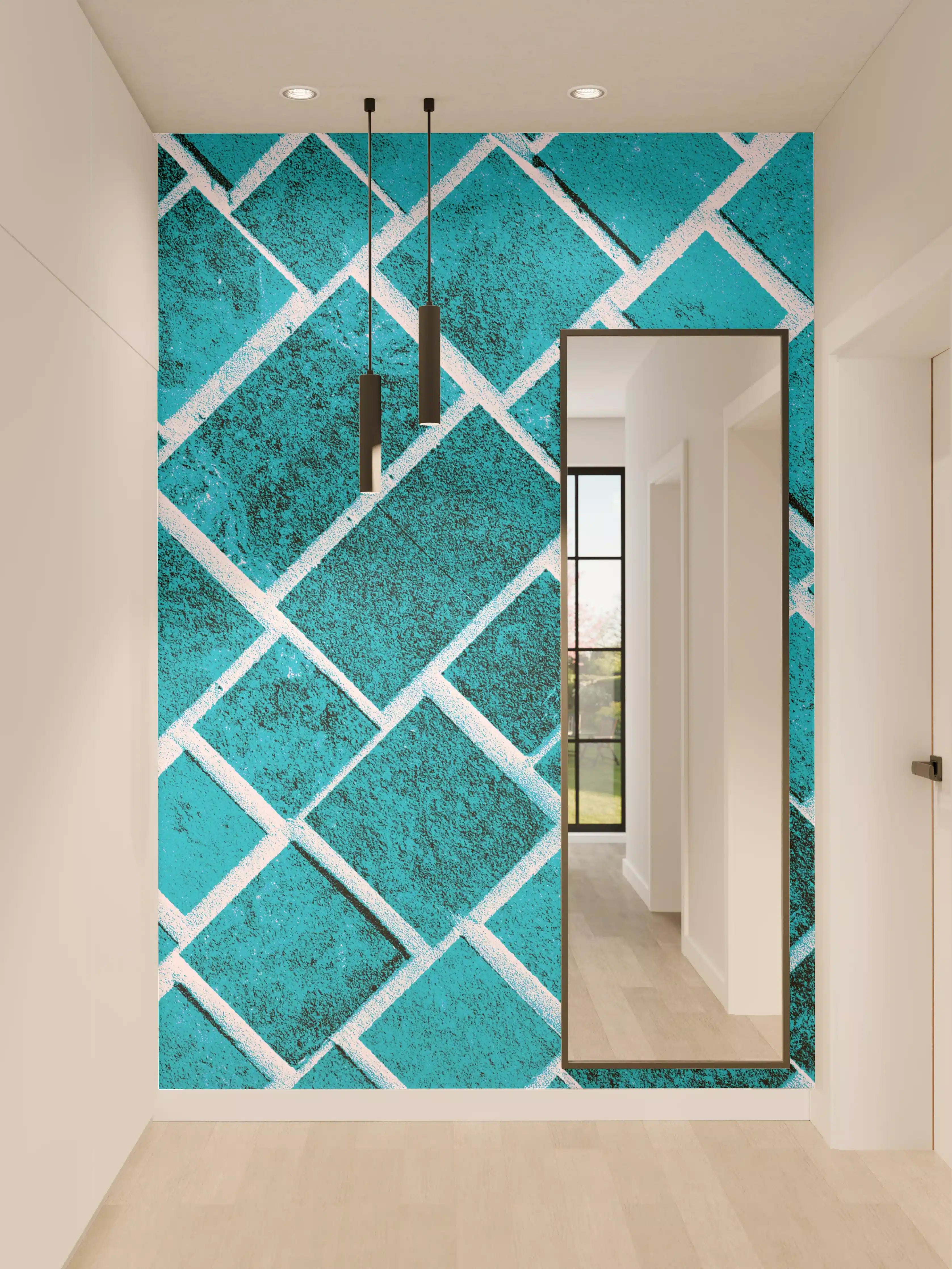 Wandverkleidung Flur - Blaue Fliesenmuster - Modernes Design
