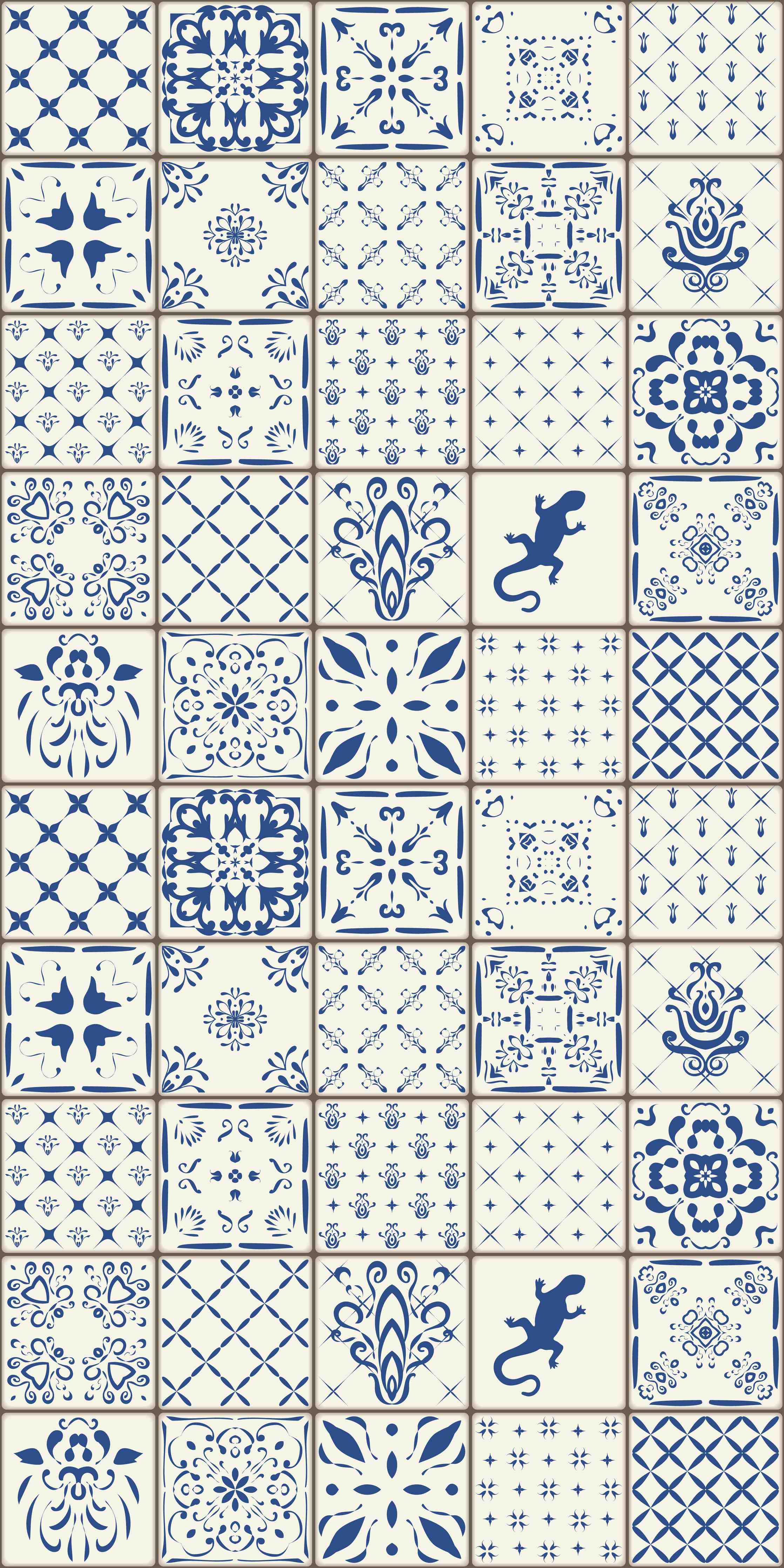 Wandverkleidung Flur-Blaue Fliesenmuster für Zuhause