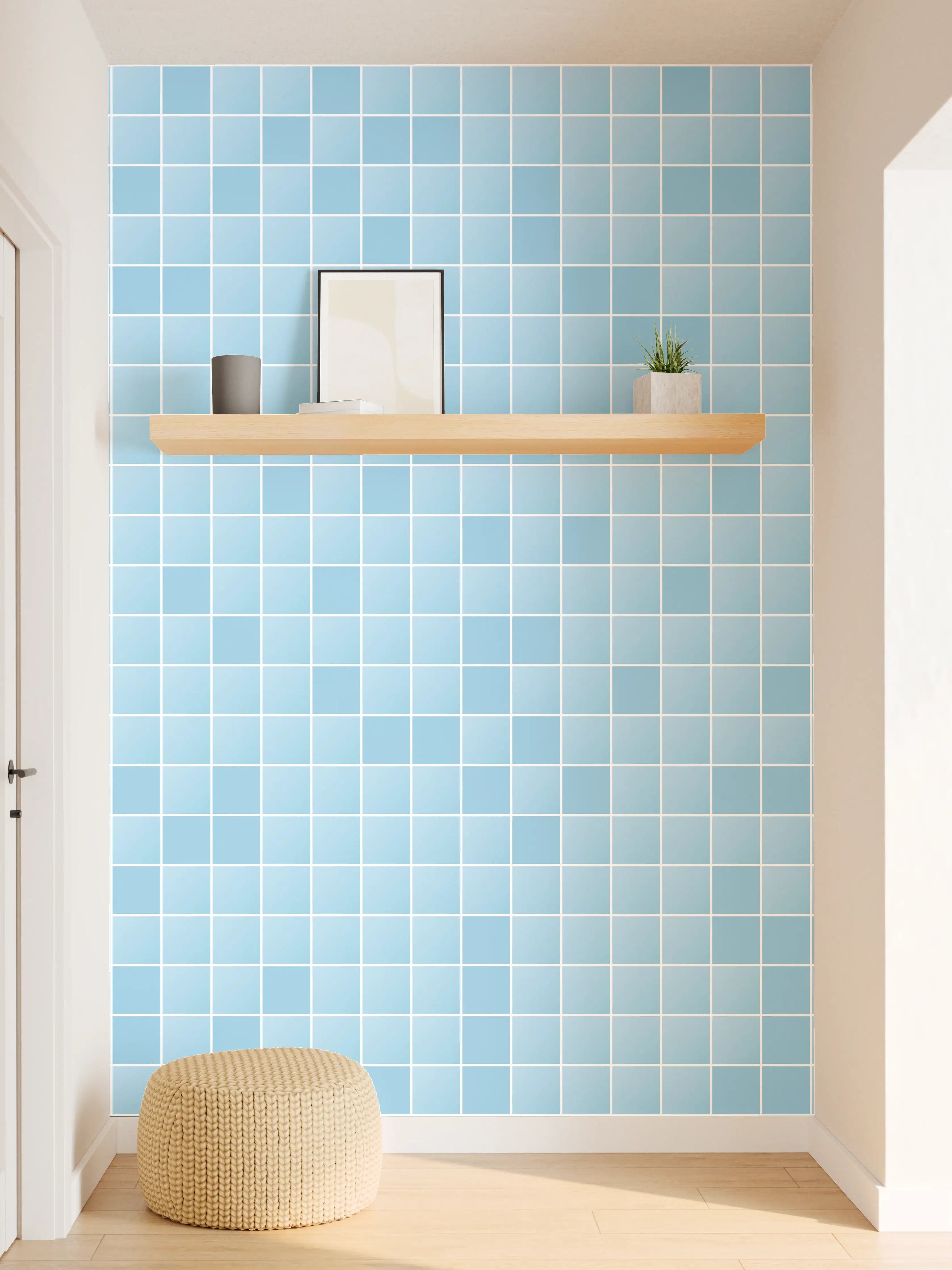 Wandverkleidung Flur - Blaue Mosaikfliesen in Bad