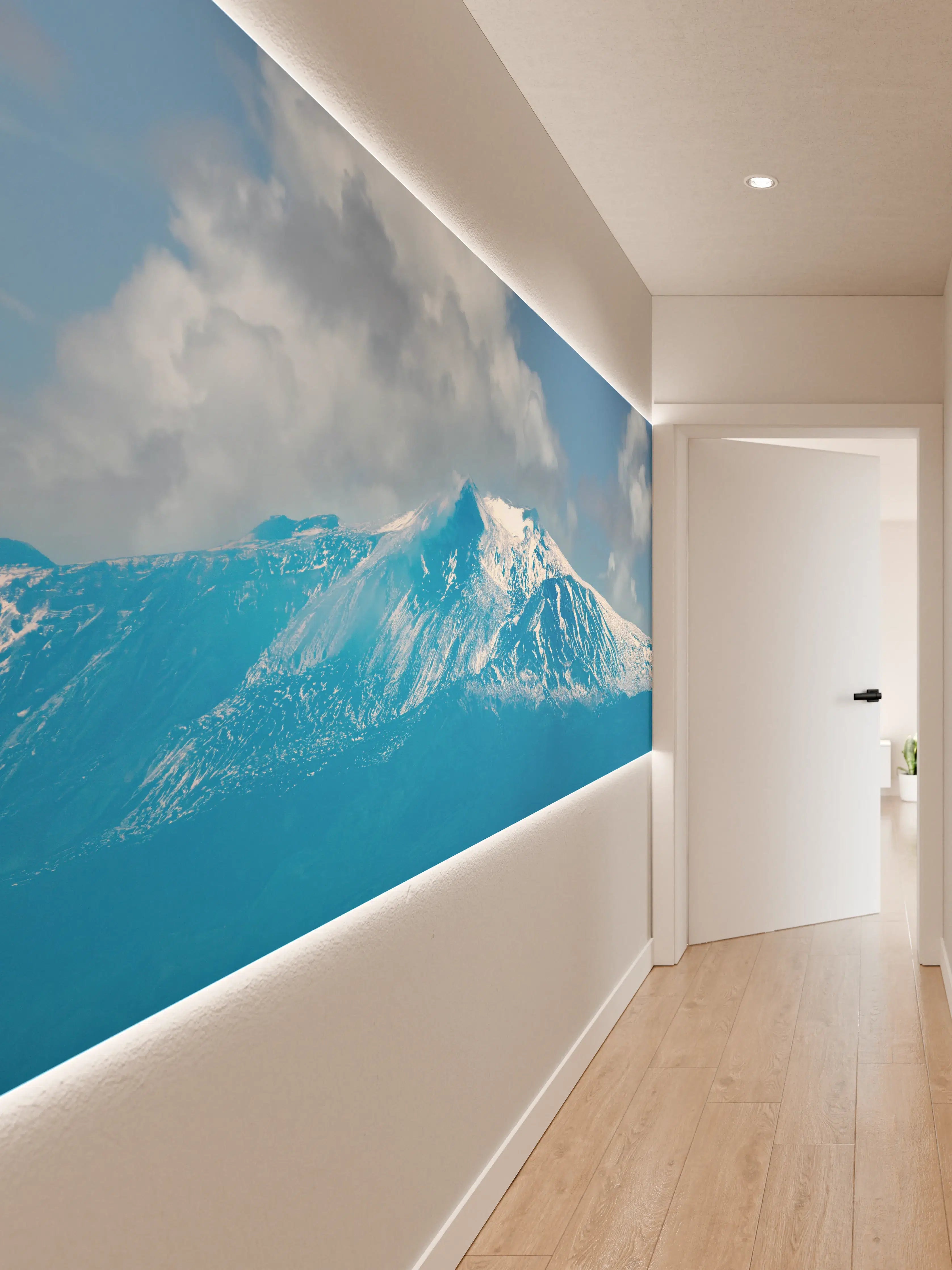 Wandverkleidung Flur - Blaue Schnee-Berglandschaft