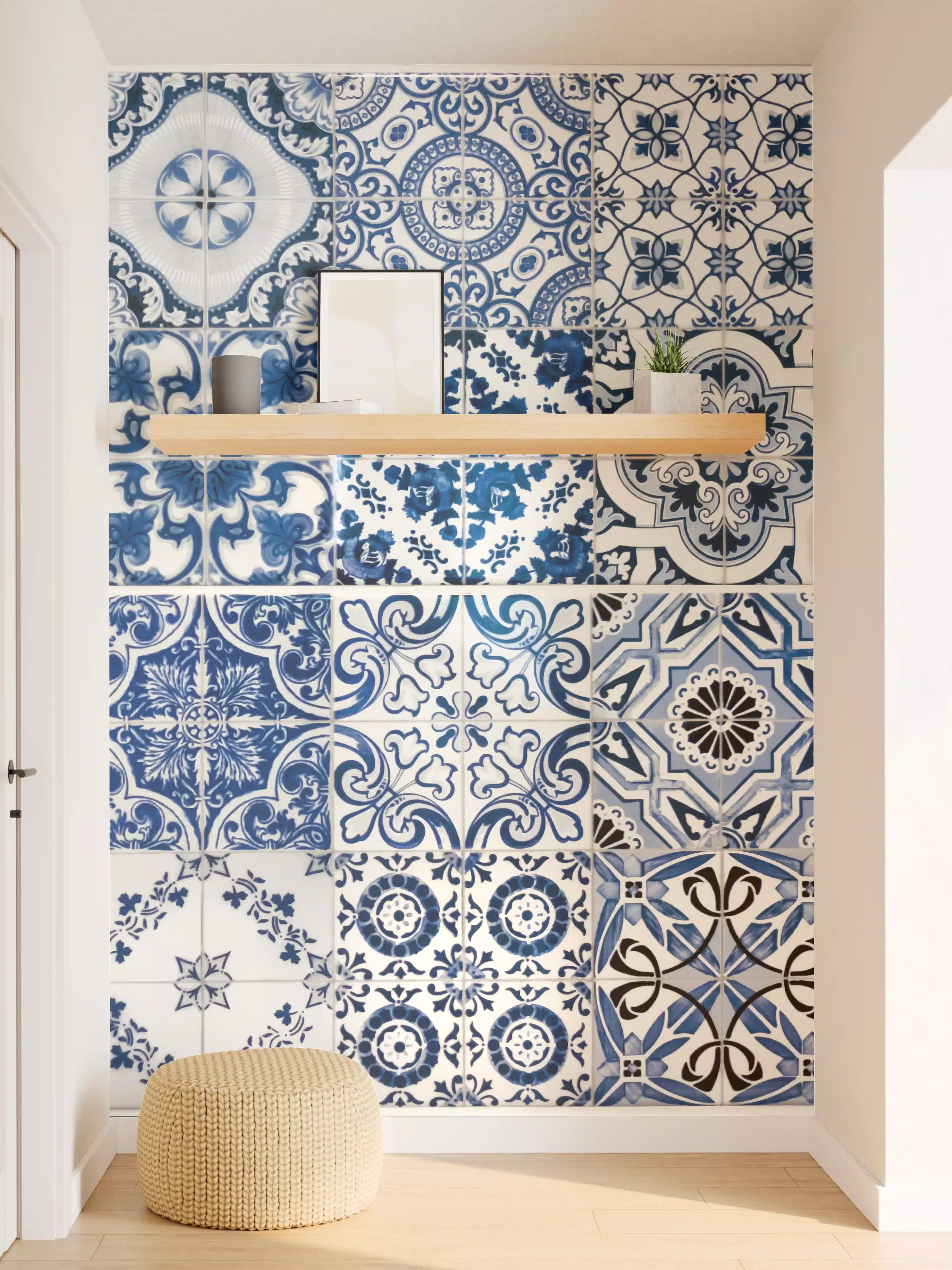 Wandverkleidung Flur - Blaue portugiesische Azulejo-Fliesen