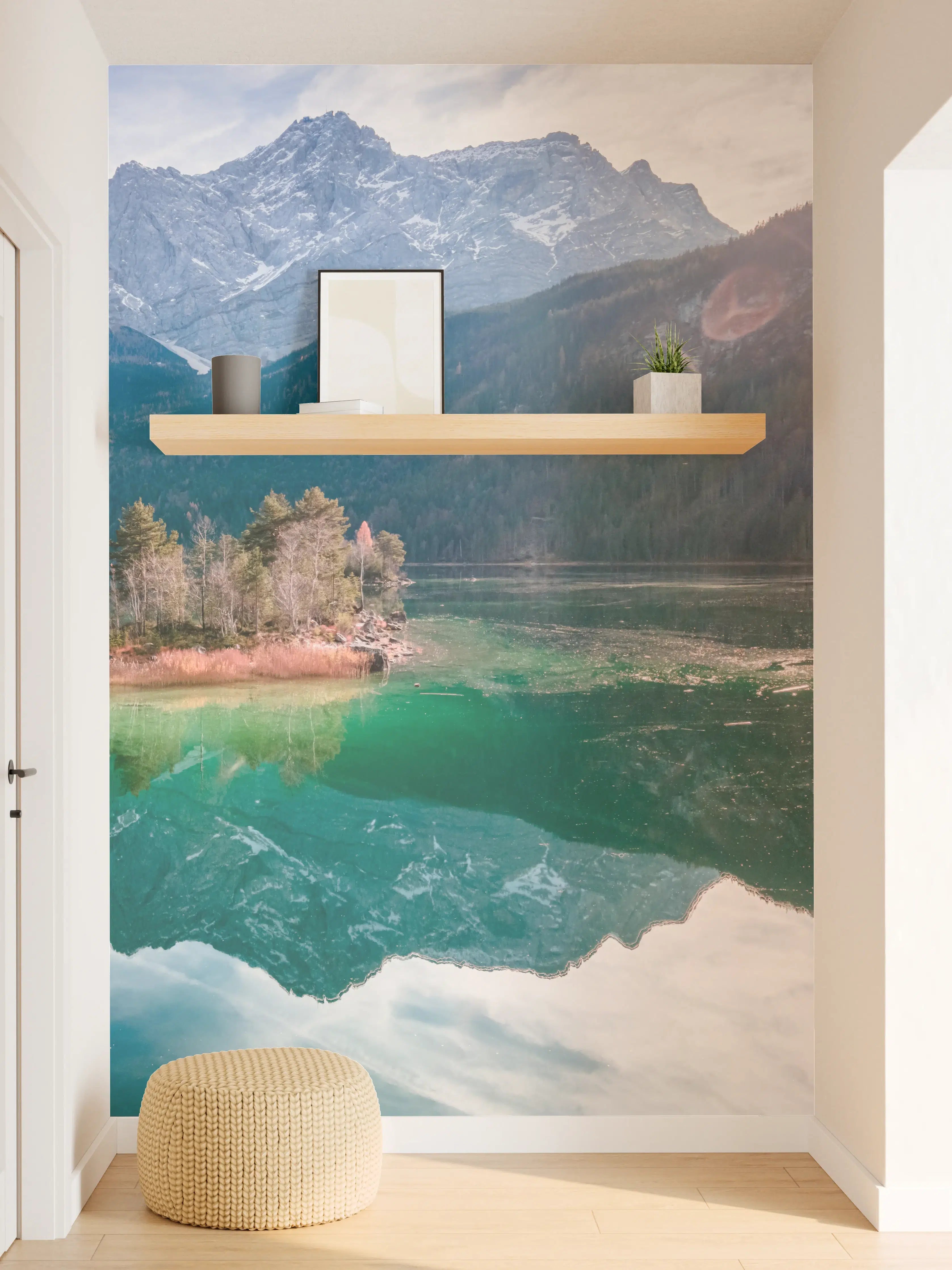 Wandverkleidung Flur - Blick auf den Eibsee mit der Zugspitze im Hintergrund