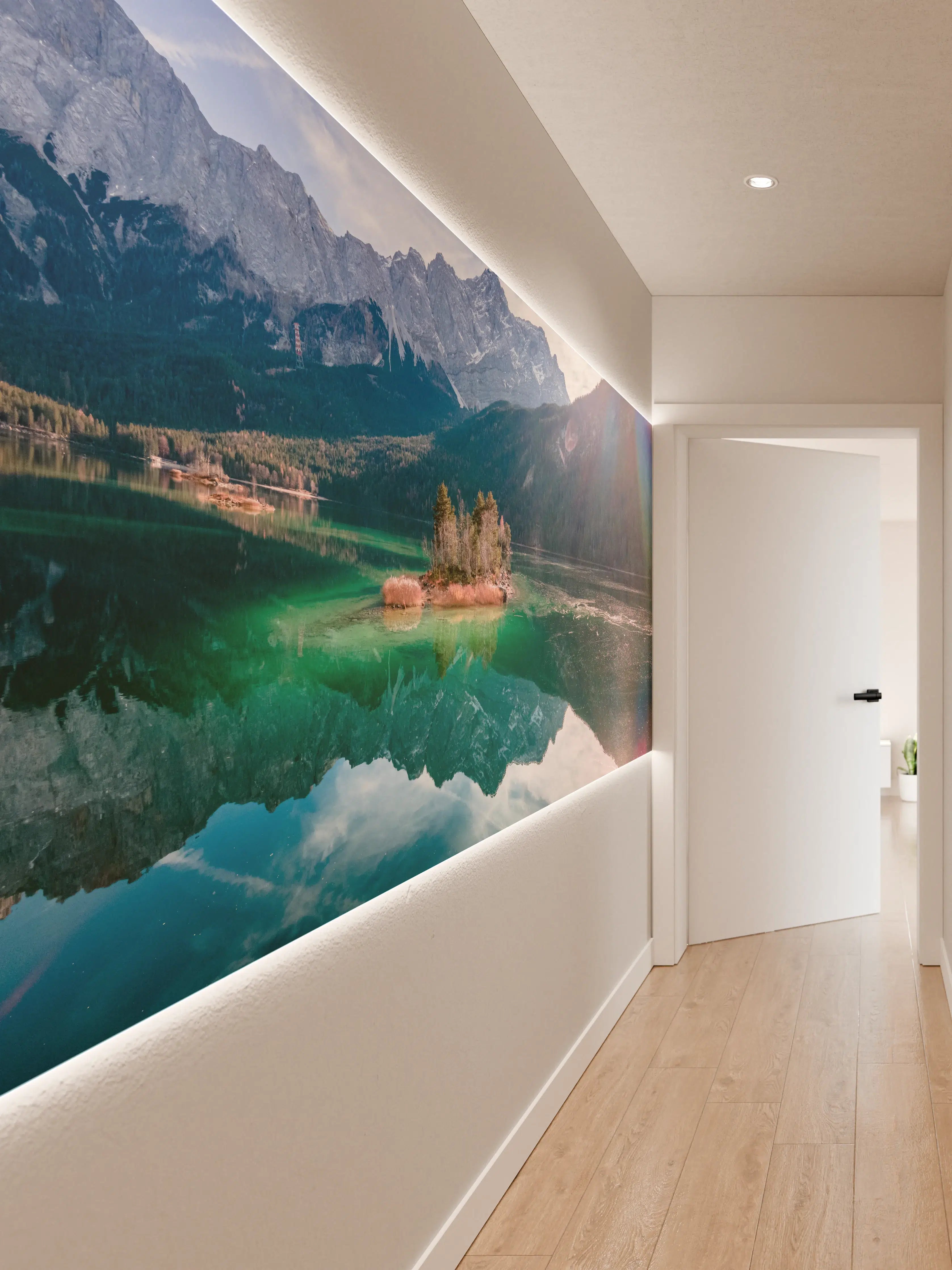 Wandverkleidung Flur - Blick auf den Eibsee mit der Zugspitze im Hintergrund
