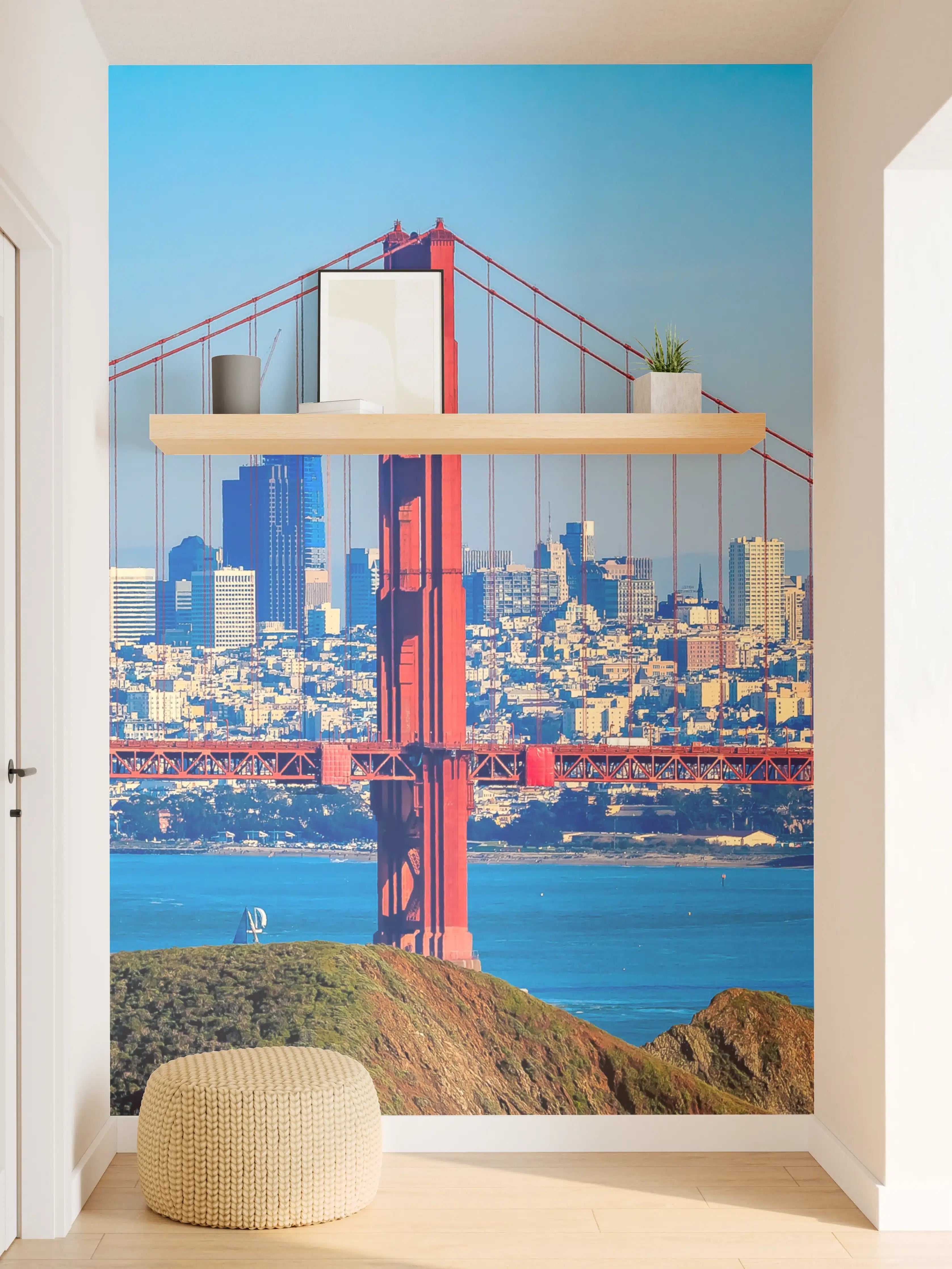 Wandverkleidung Flur - Blick auf die Golden Gate Bridge in San Francisco