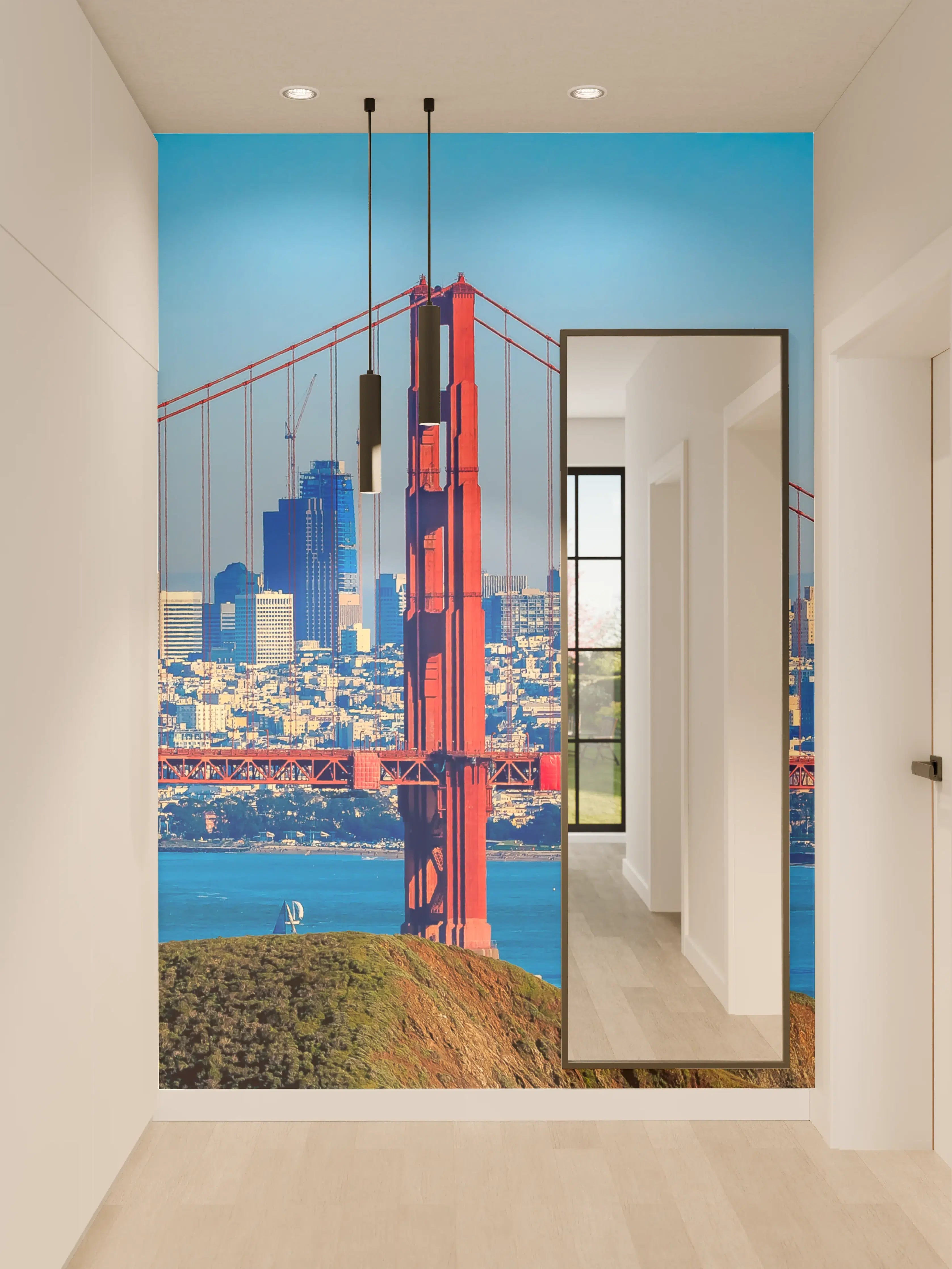 Wandverkleidung Flur - Blick auf die Golden Gate Bridge in San Francisco