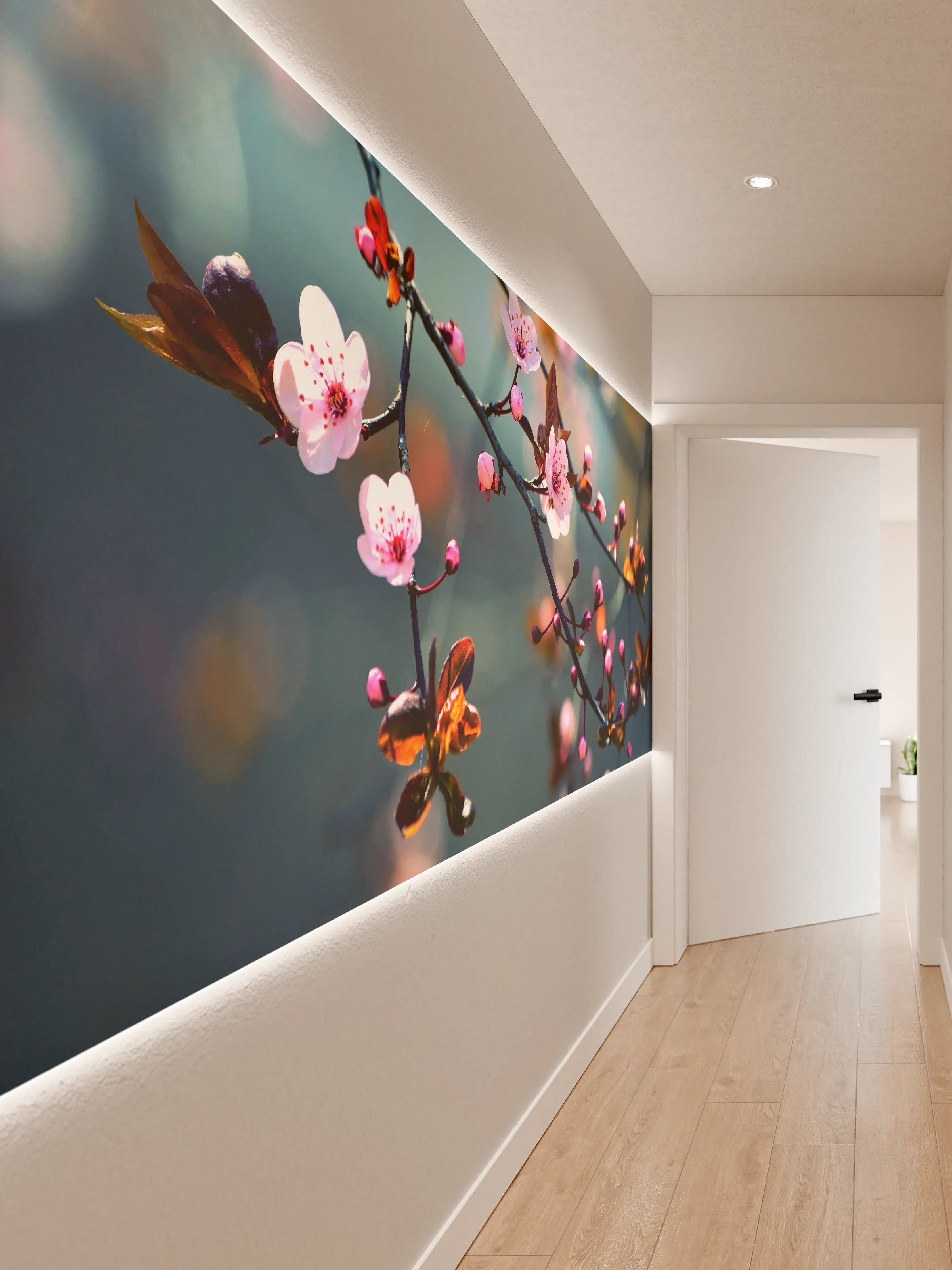 Wandverkleidung Flur - Blühende Zweige im Frühling