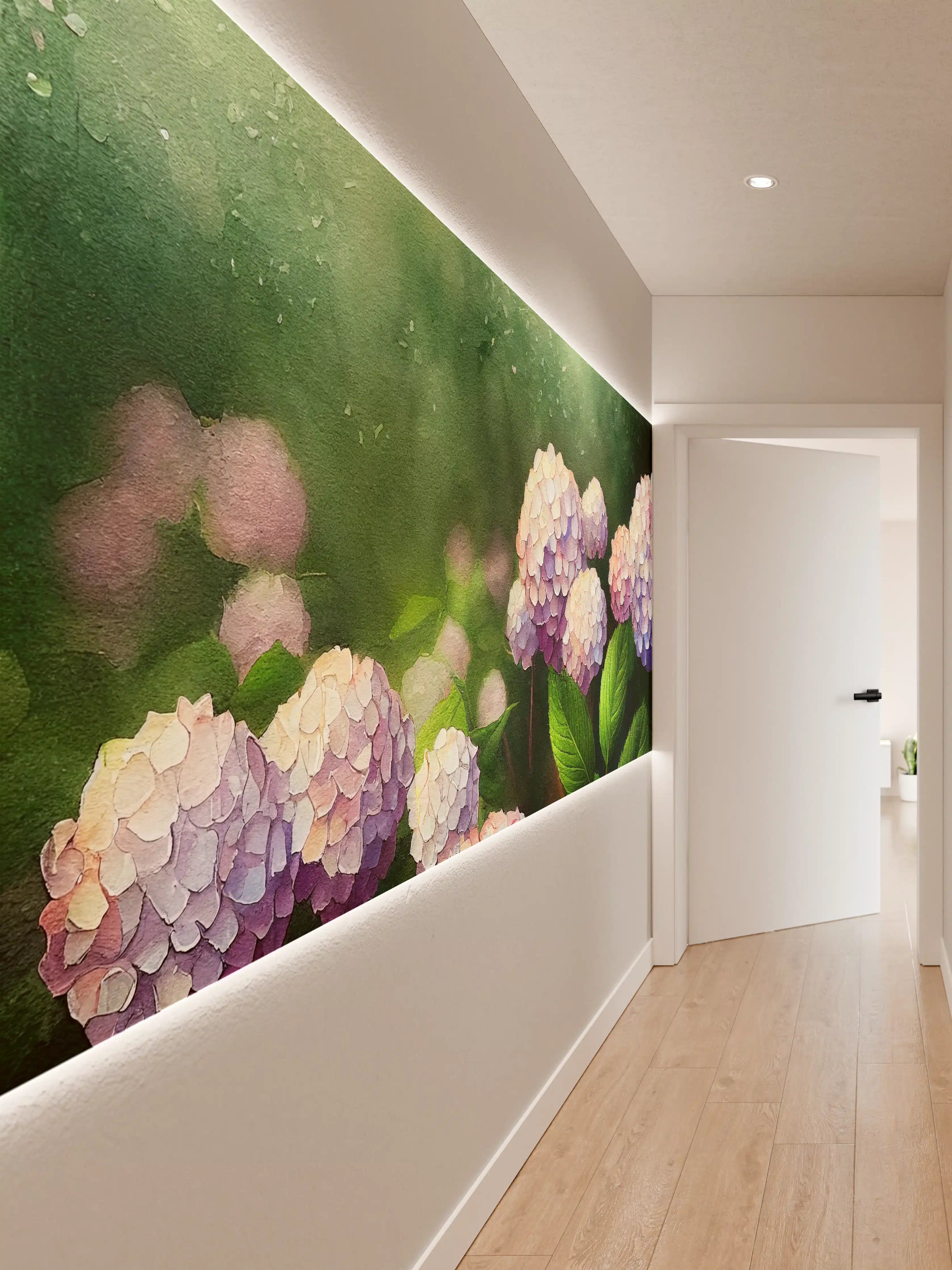 Wandverkleidung Flur - Blumengarten Wasserfarben
