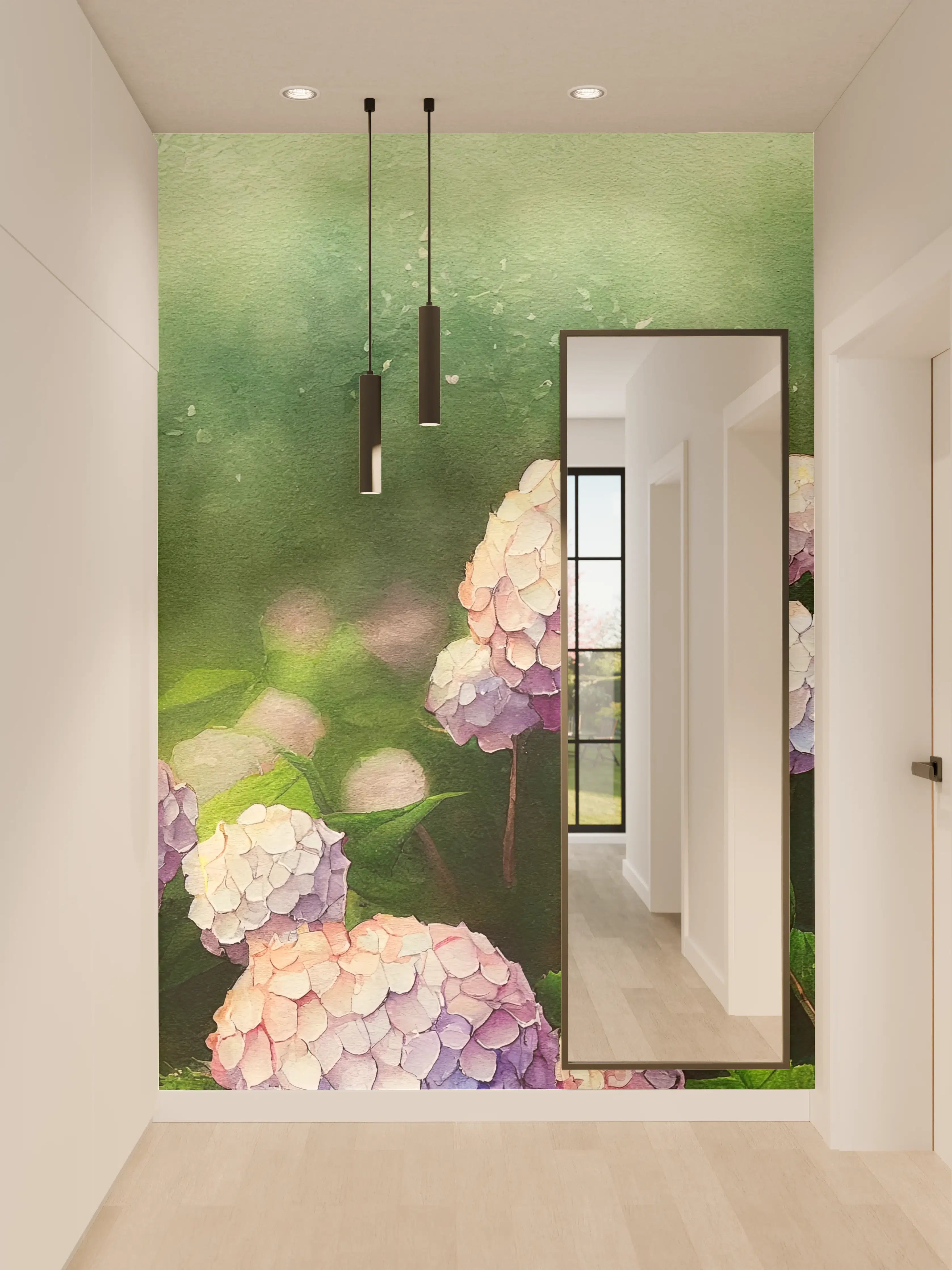 Wandverkleidung Flur - Blumengarten Wasserfarben