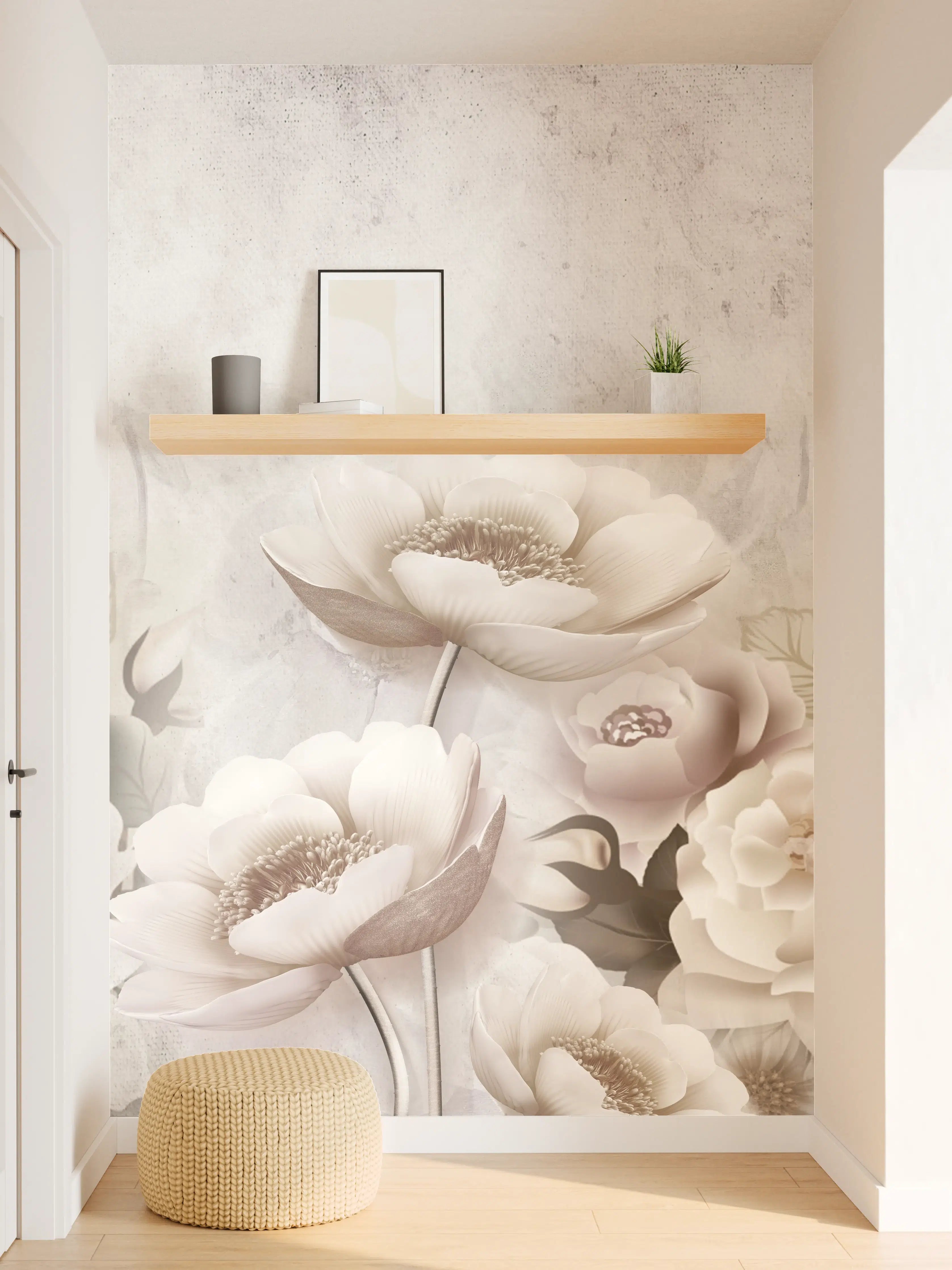 Wandverkleidung Flur - Blumengemälde