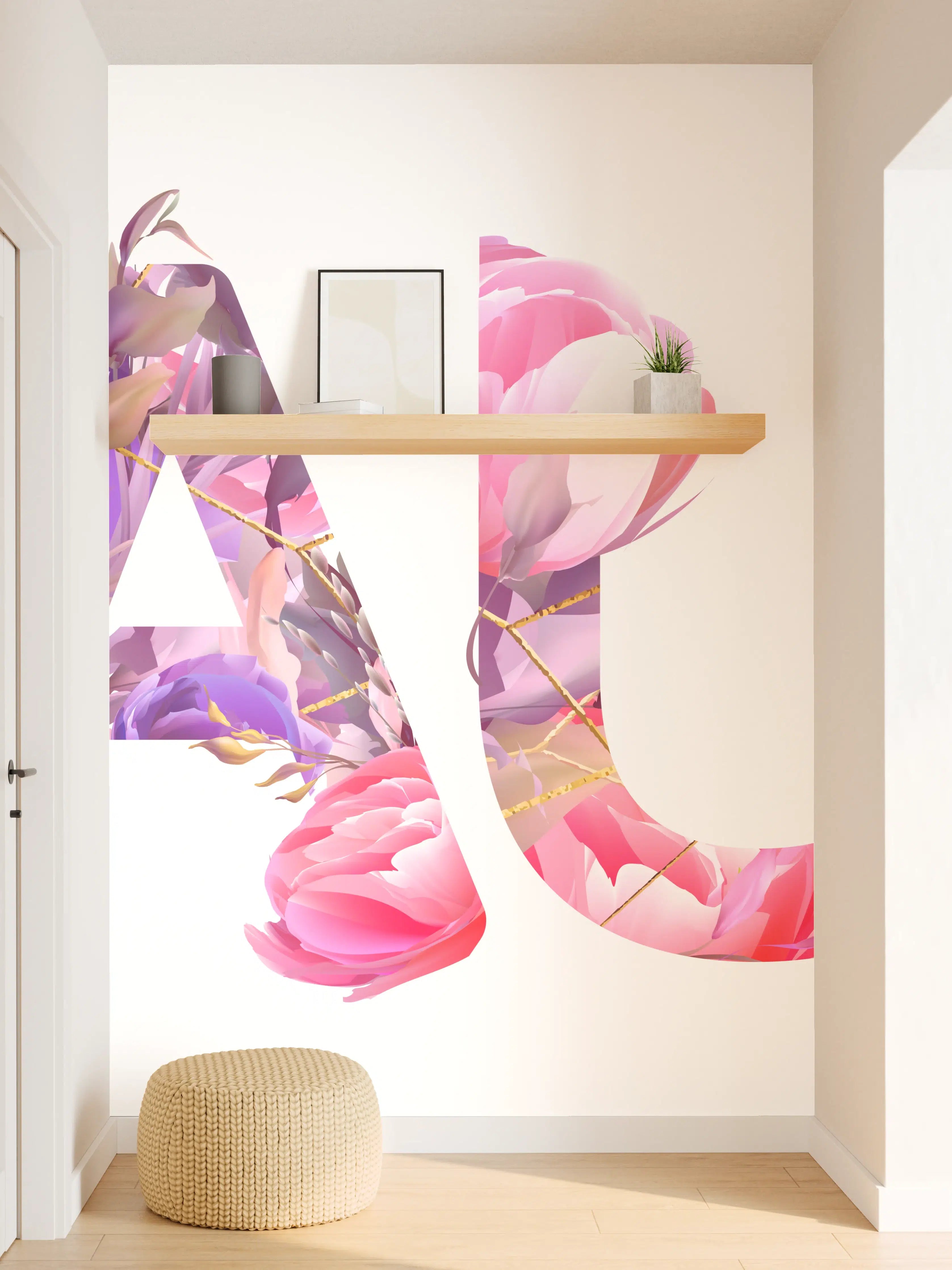 Wandverkleidung Flur - Blumige Beauty-Schrift